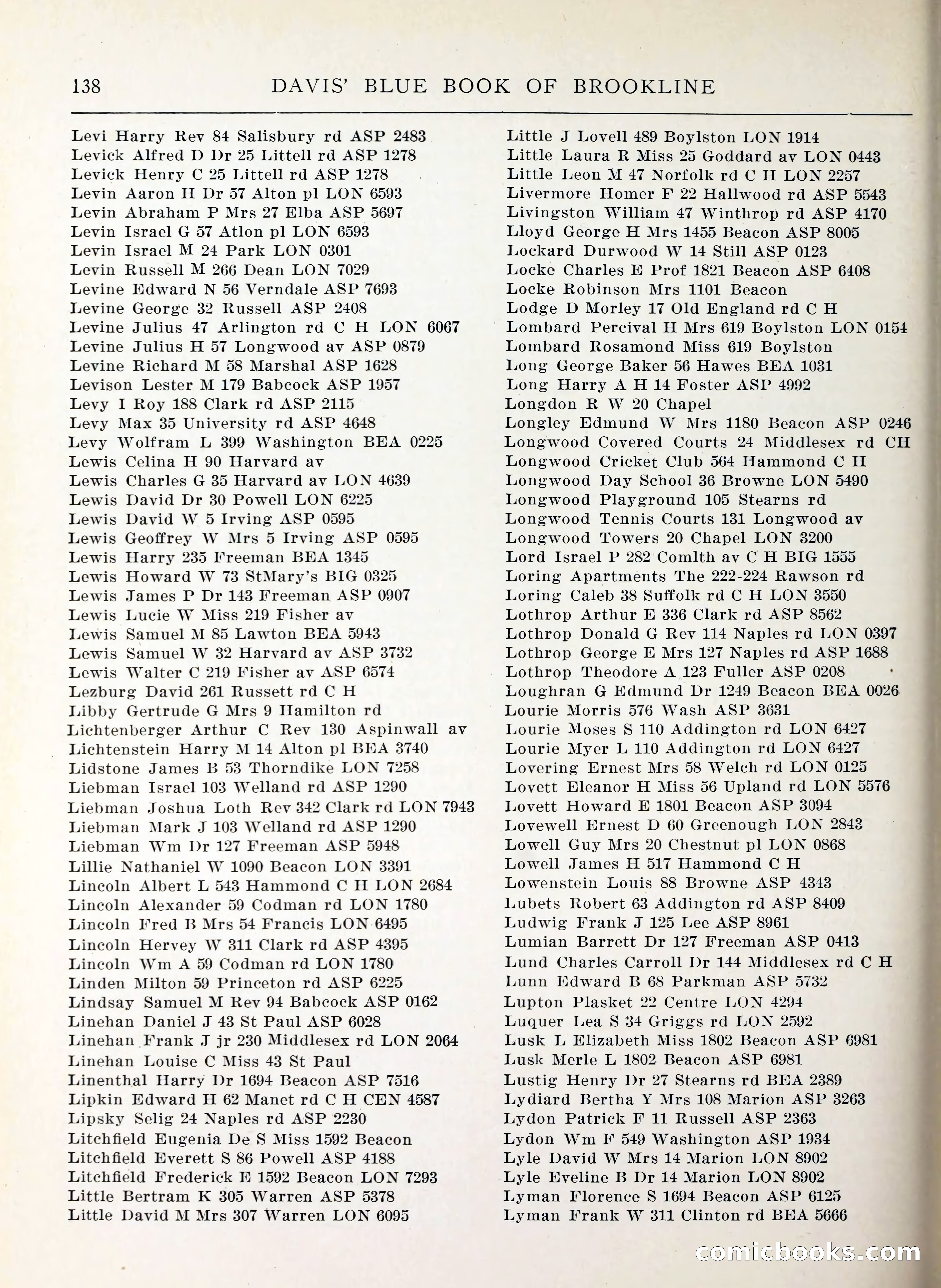 Davis' Blue Book of Brookline, Wellesley and Weston — page 130 of 224