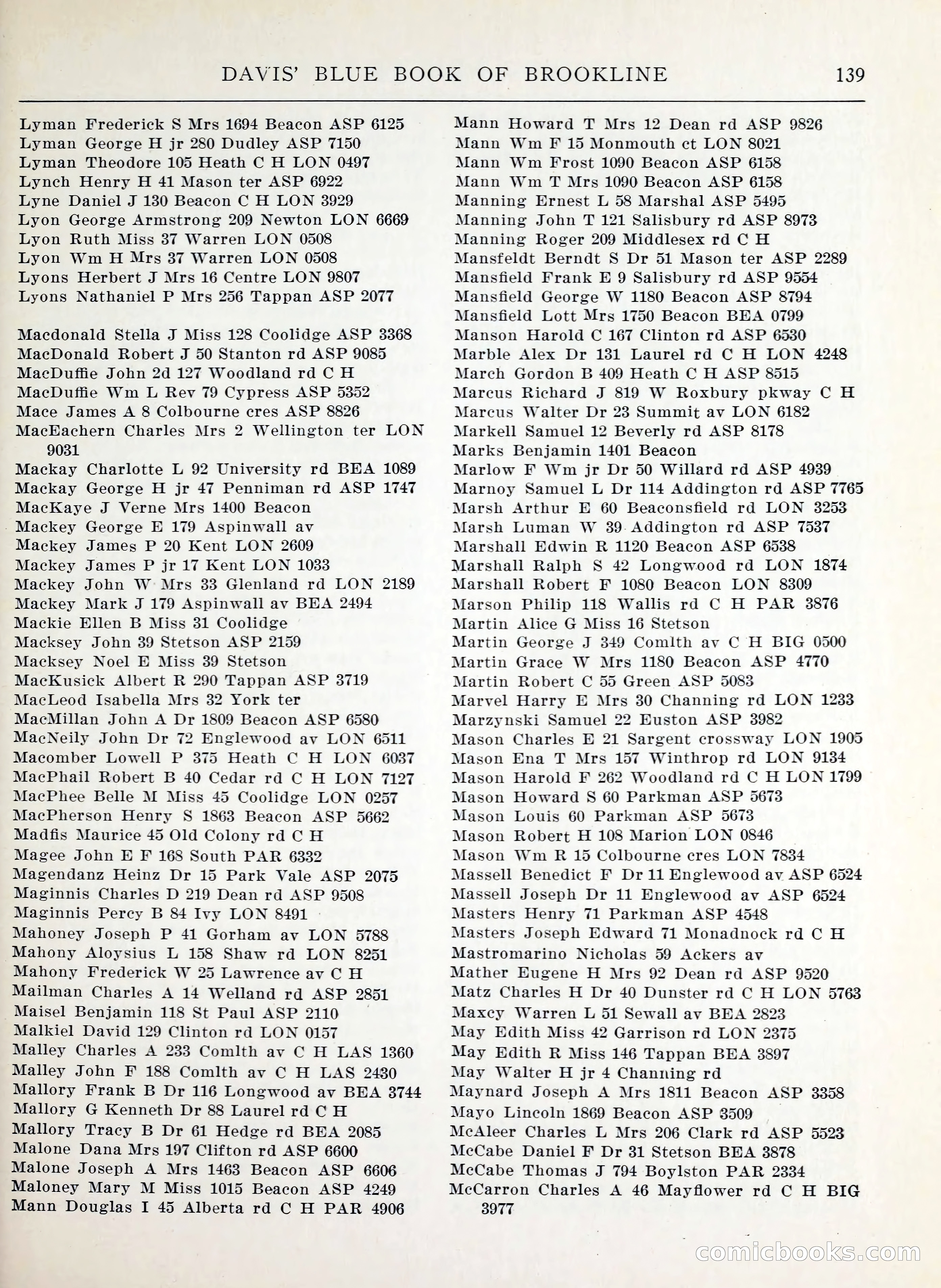 Davis' Blue Book of Brookline, Wellesley and Weston — page 131 of 224