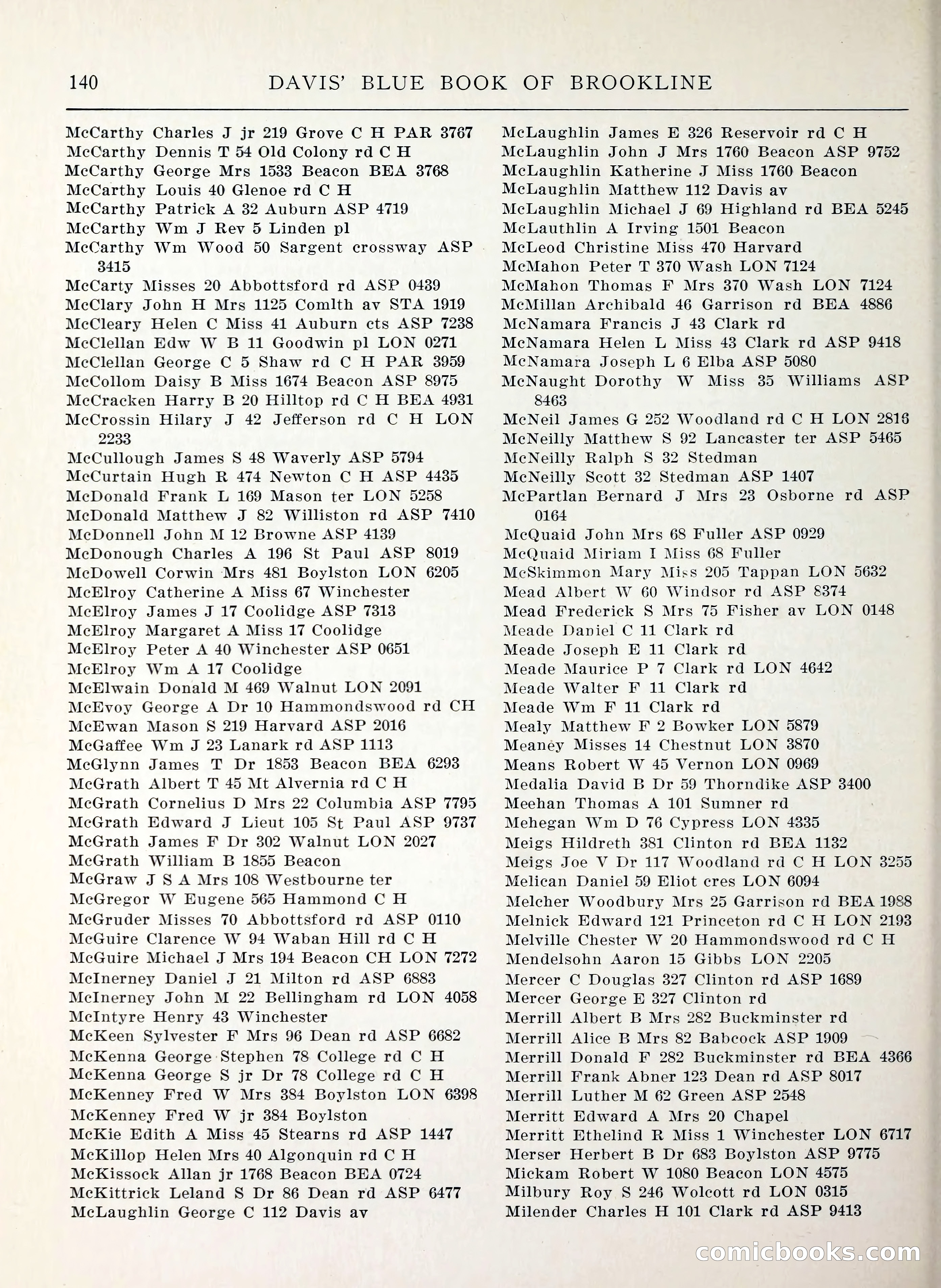 Davis' Blue Book of Brookline, Wellesley and Weston — page 132 of 224
