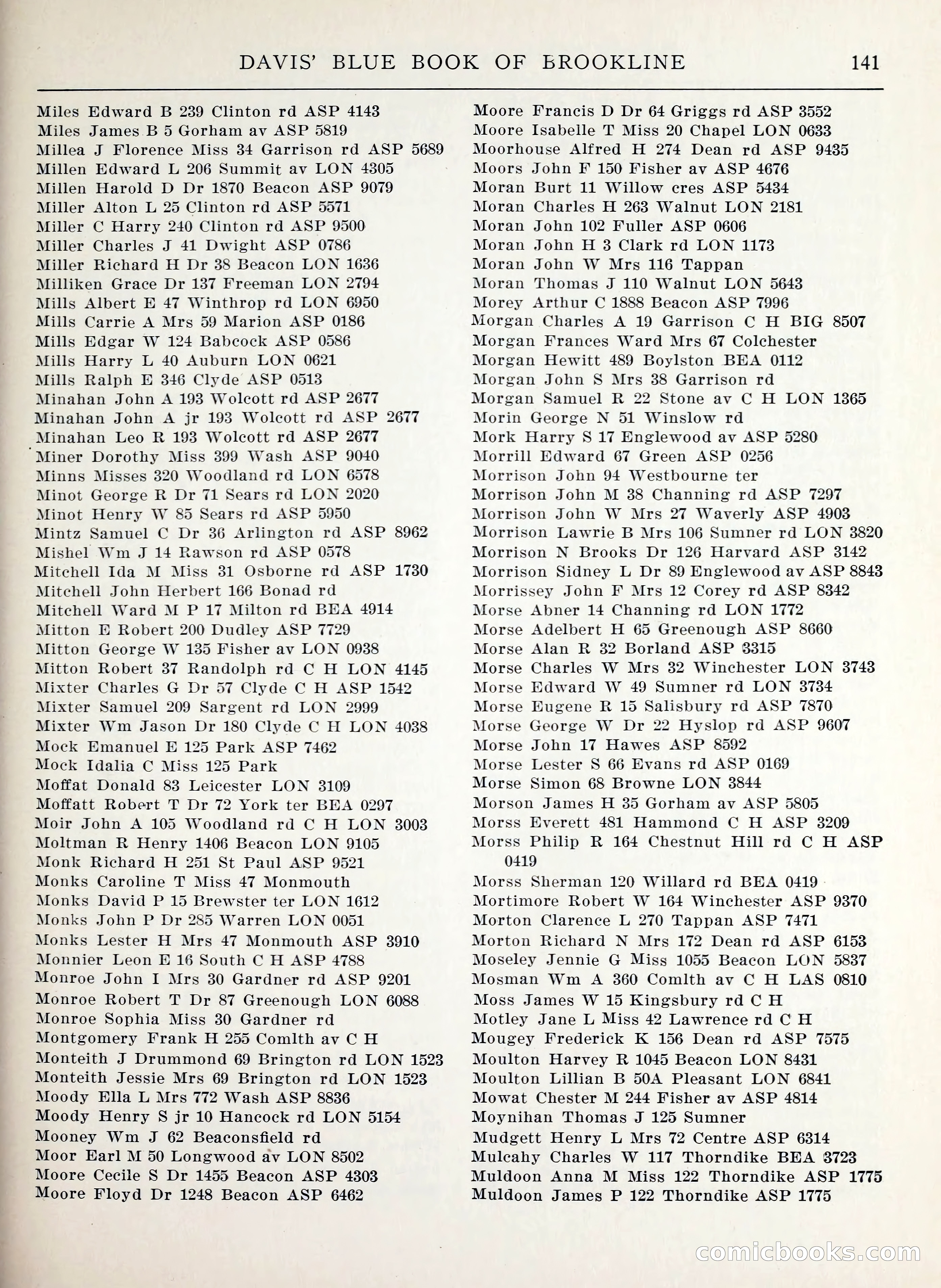 Davis' Blue Book of Brookline, Wellesley and Weston — page 133 of 224