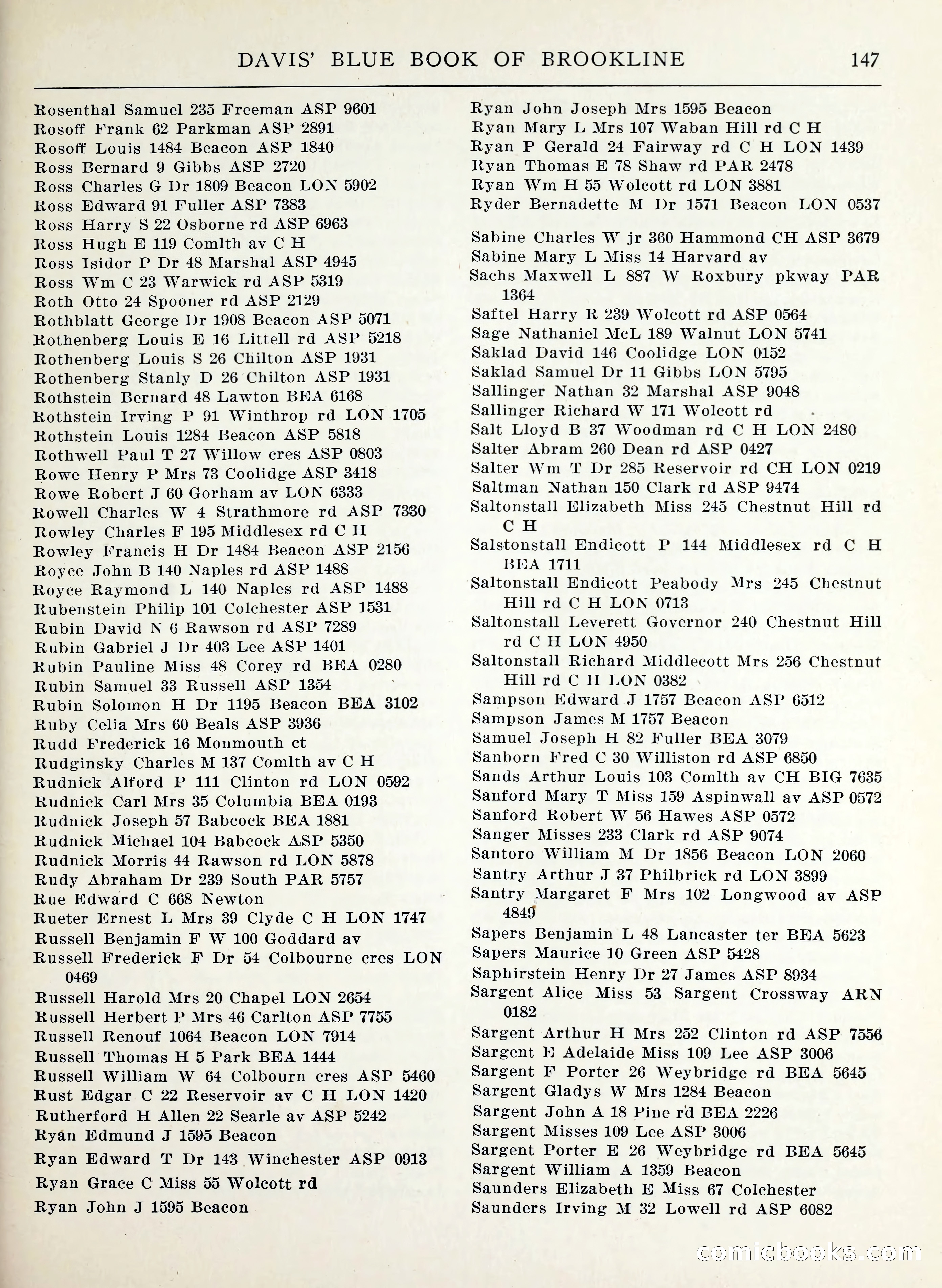 Davis' Blue Book of Brookline, Wellesley and Weston — page 139 of 224