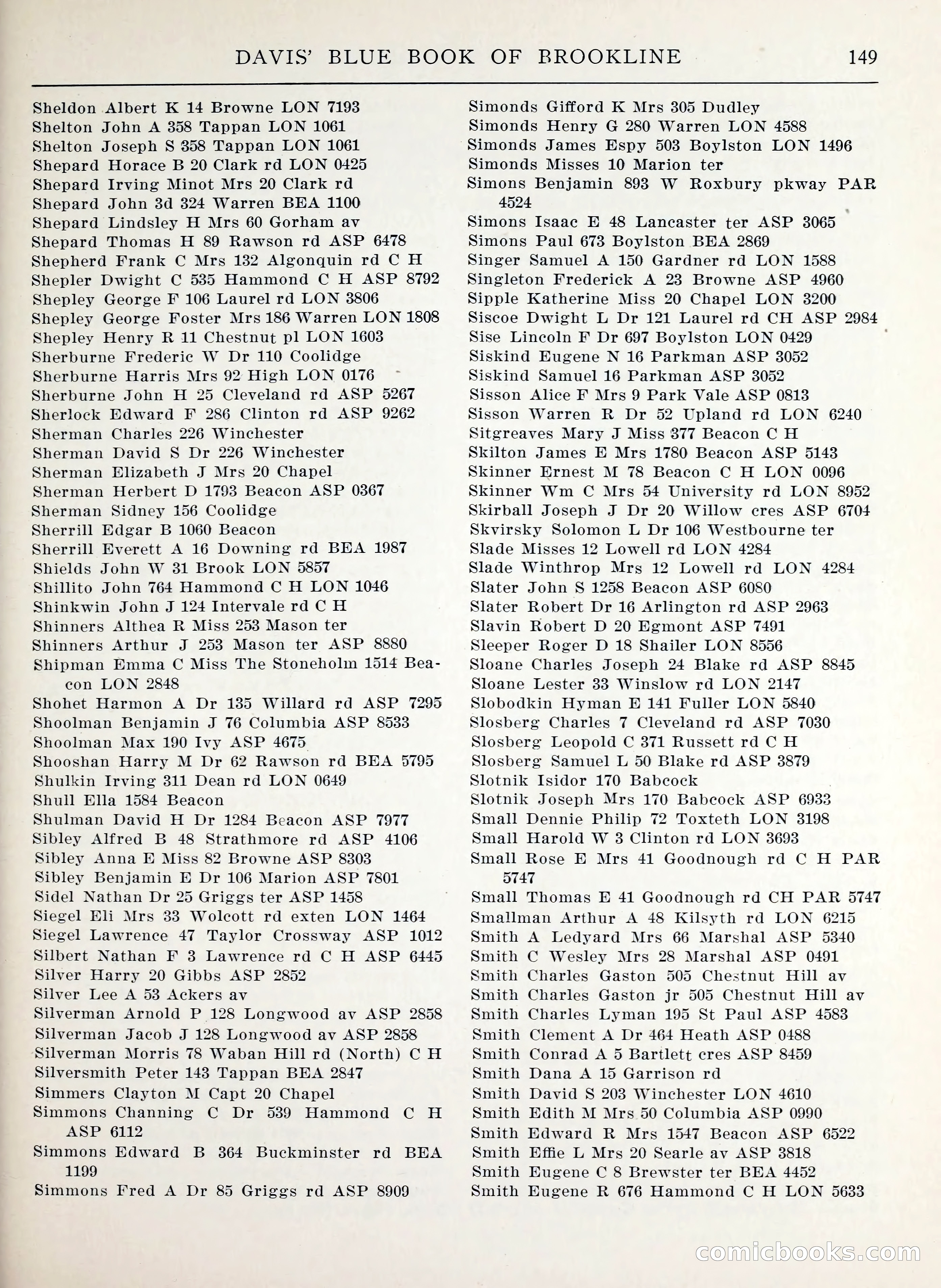 Davis' Blue Book of Brookline, Wellesley and Weston — page 141 of 224