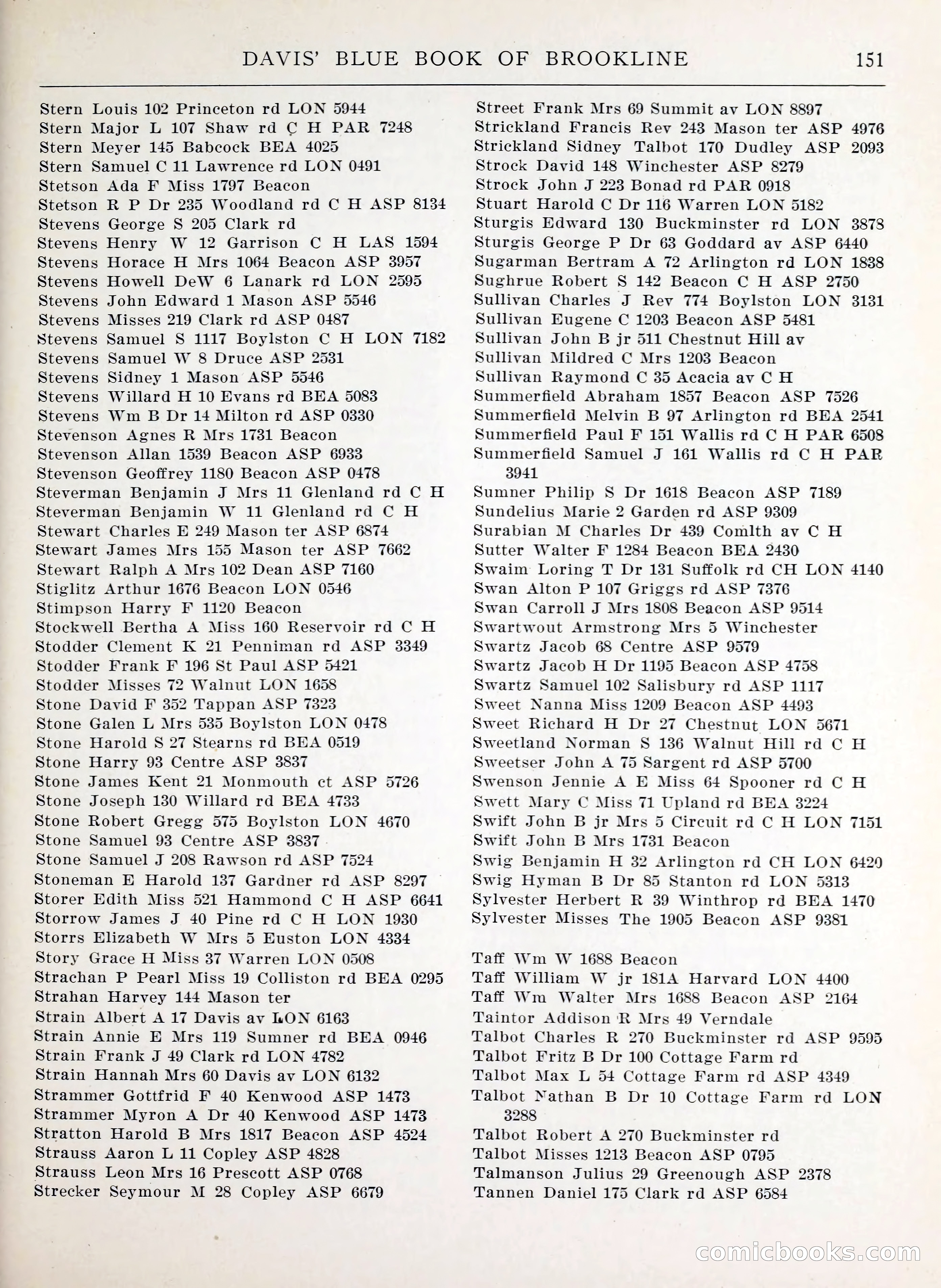 Davis' Blue Book of Brookline, Wellesley and Weston — page 143 of 224