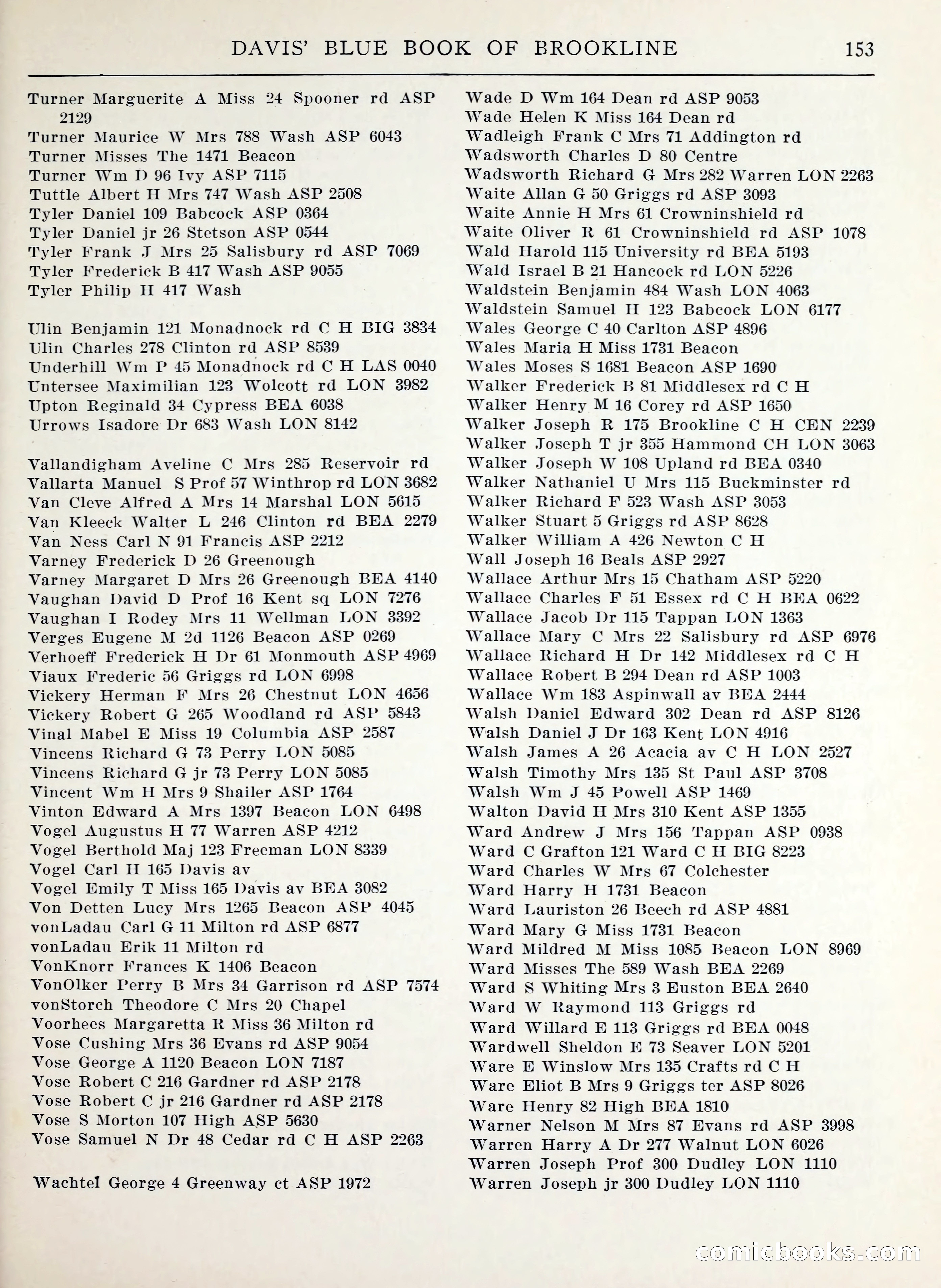 Davis' Blue Book of Brookline, Wellesley and Weston — page 145 of 224