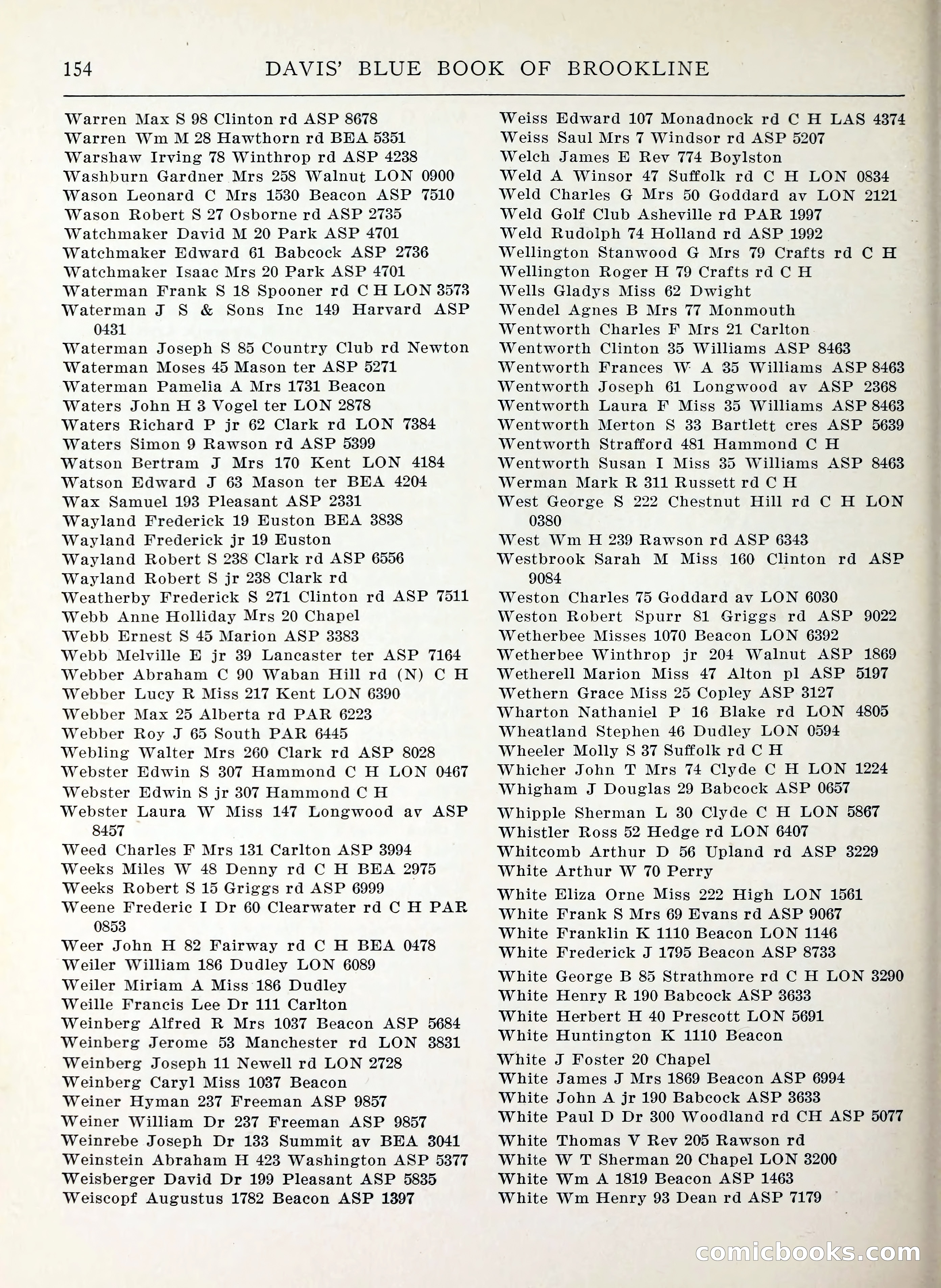 Davis' Blue Book of Brookline, Wellesley and Weston — page 146 of 224