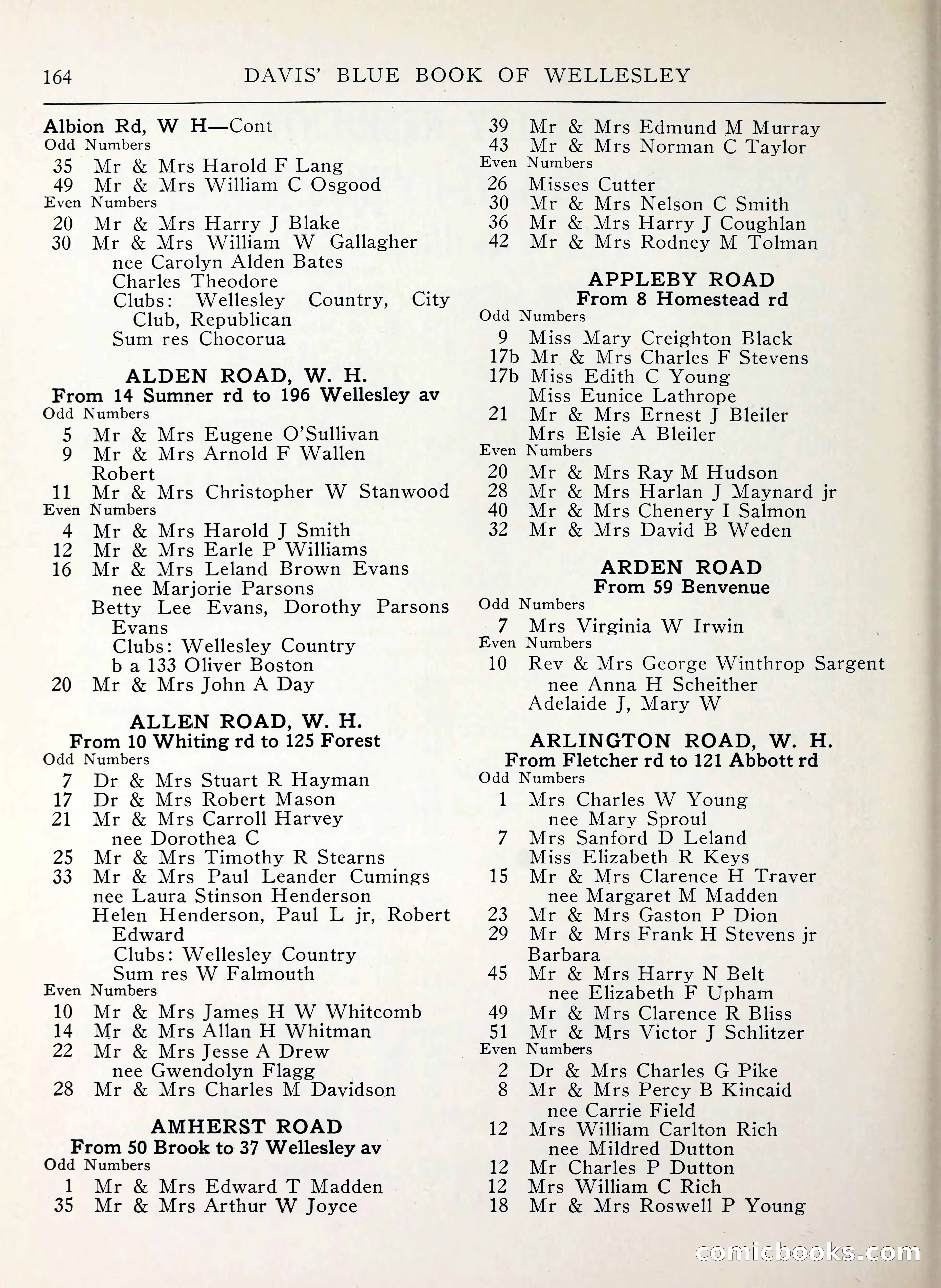 Davis' Blue Book of Brookline, Wellesley and Weston — page 160 of 224
