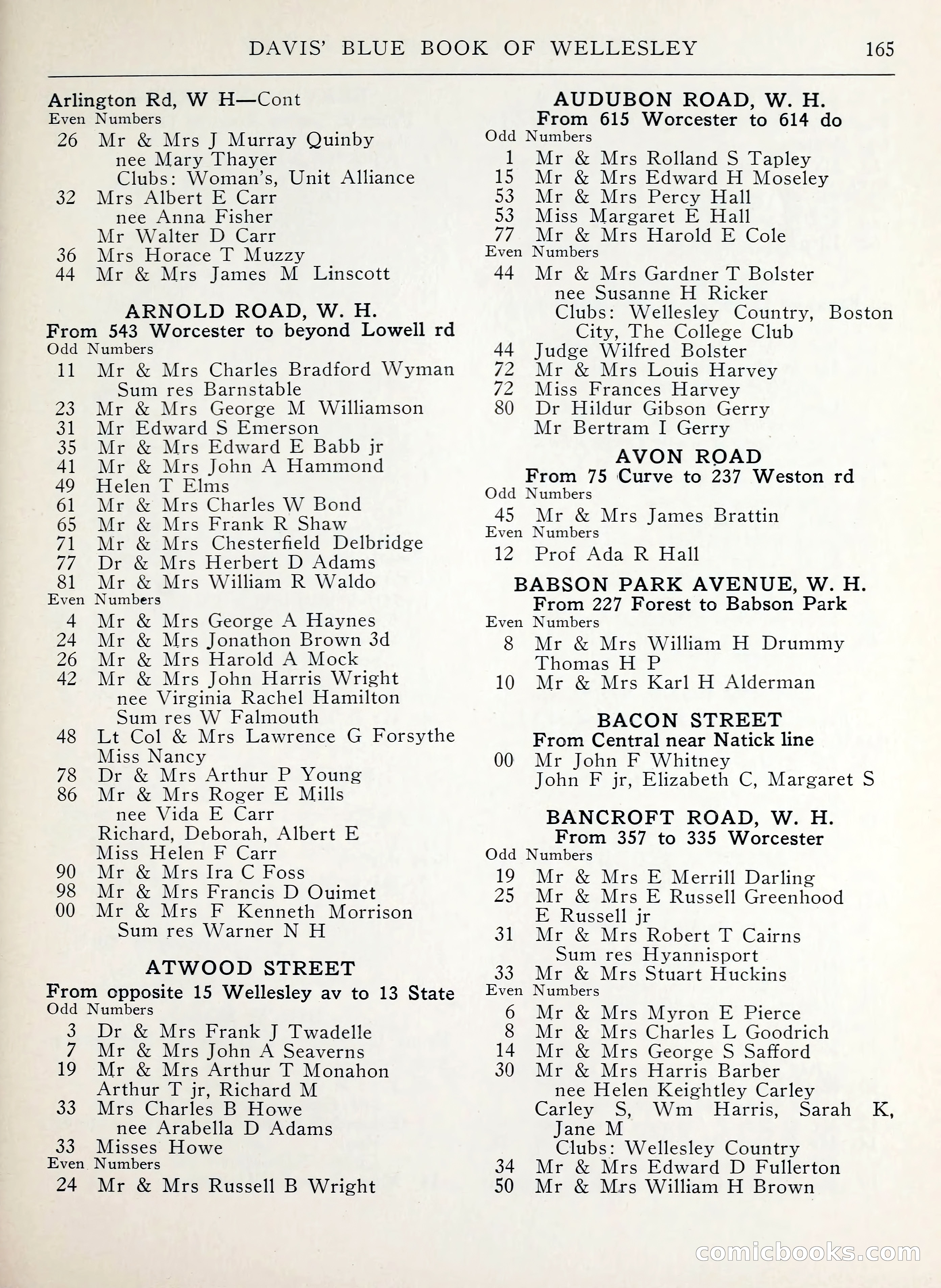 Davis' Blue Book of Brookline, Wellesley and Weston — page 161 of 224