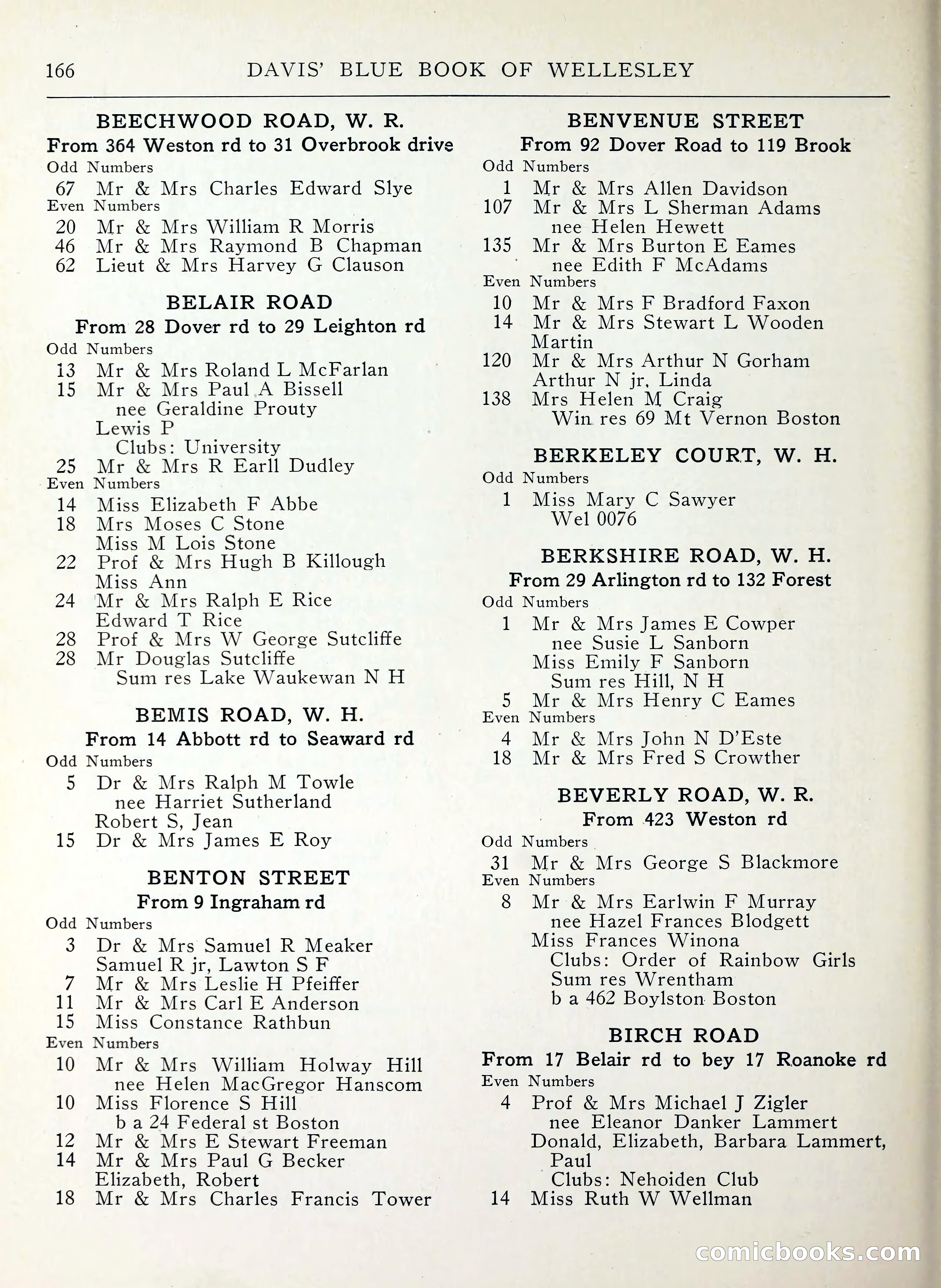 Davis' Blue Book of Brookline, Wellesley and Weston — page 162 of 224