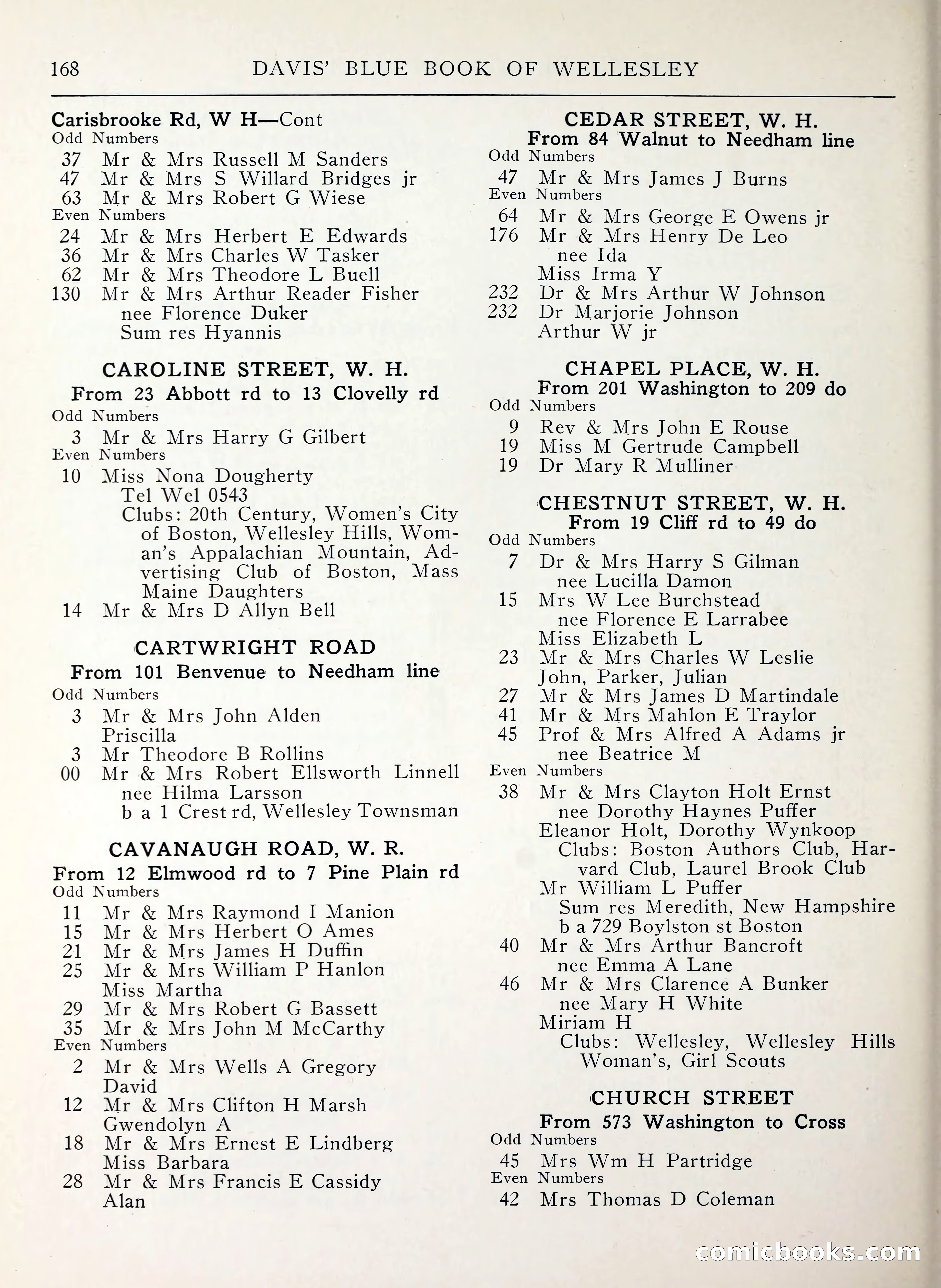 Davis' Blue Book of Brookline, Wellesley and Weston — page 164 of 224