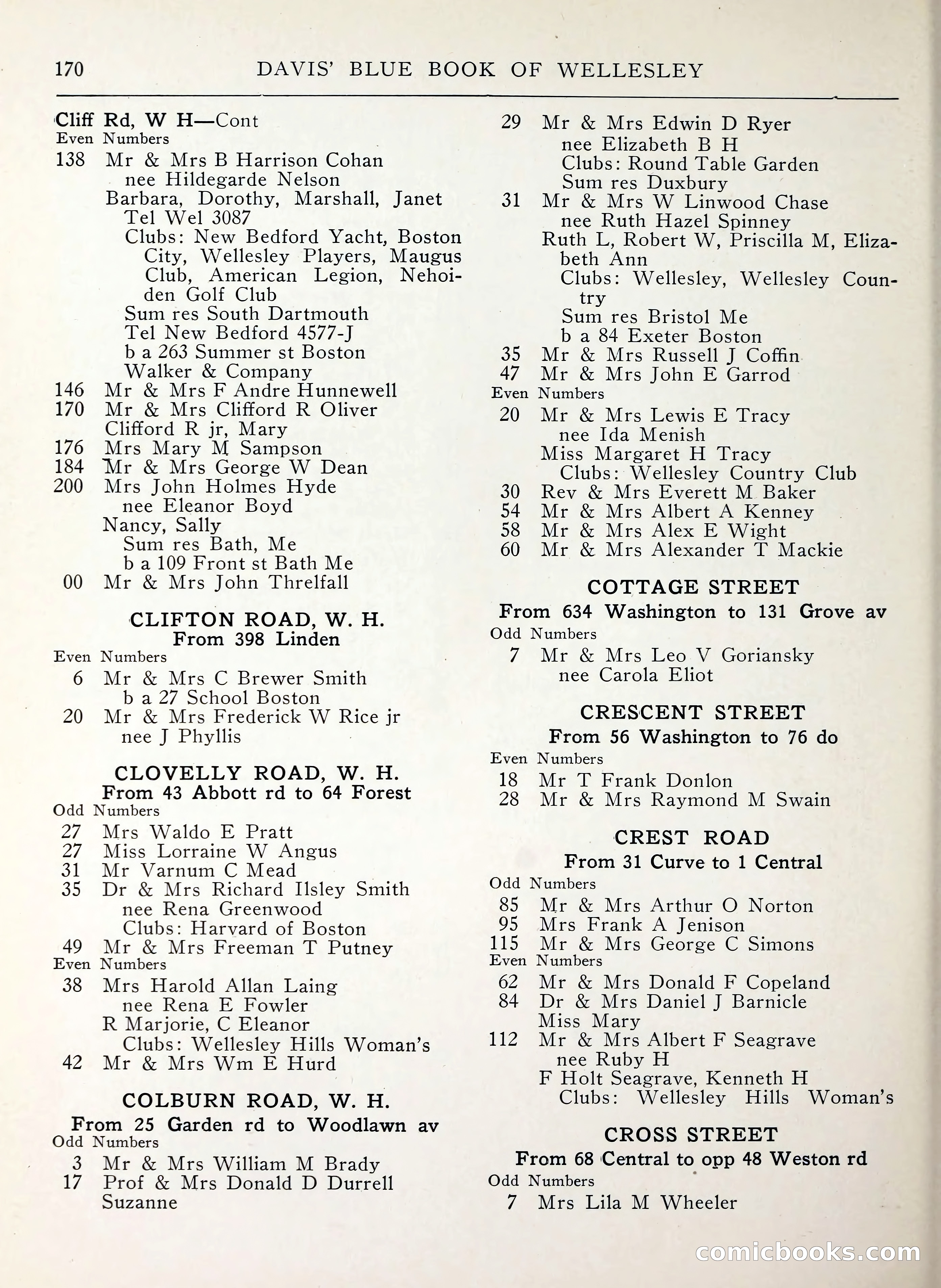 Davis' Blue Book of Brookline, Wellesley and Weston — page 166 of 224