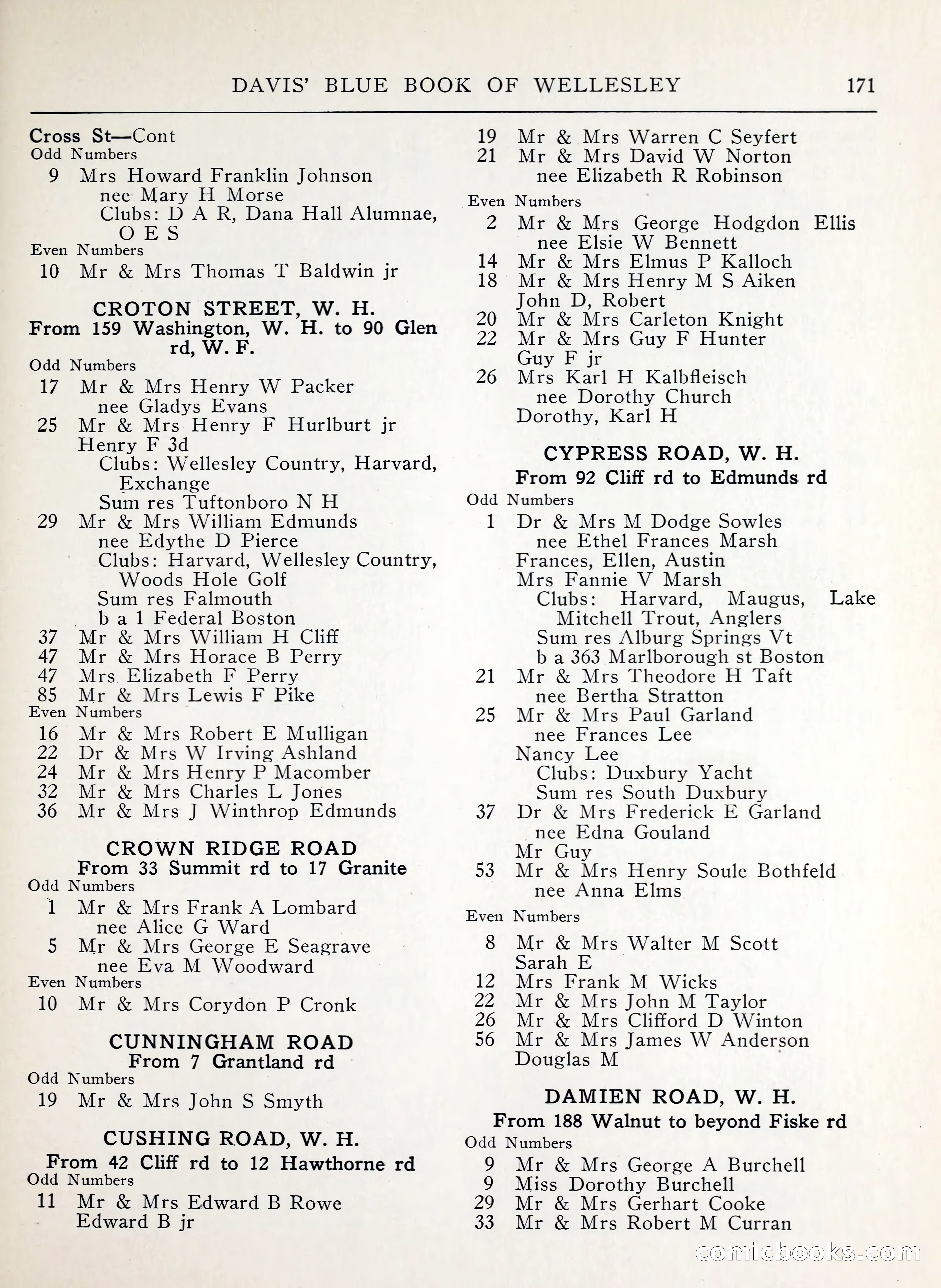 Davis' Blue Book of Brookline, Wellesley and Weston — page 167 of 224