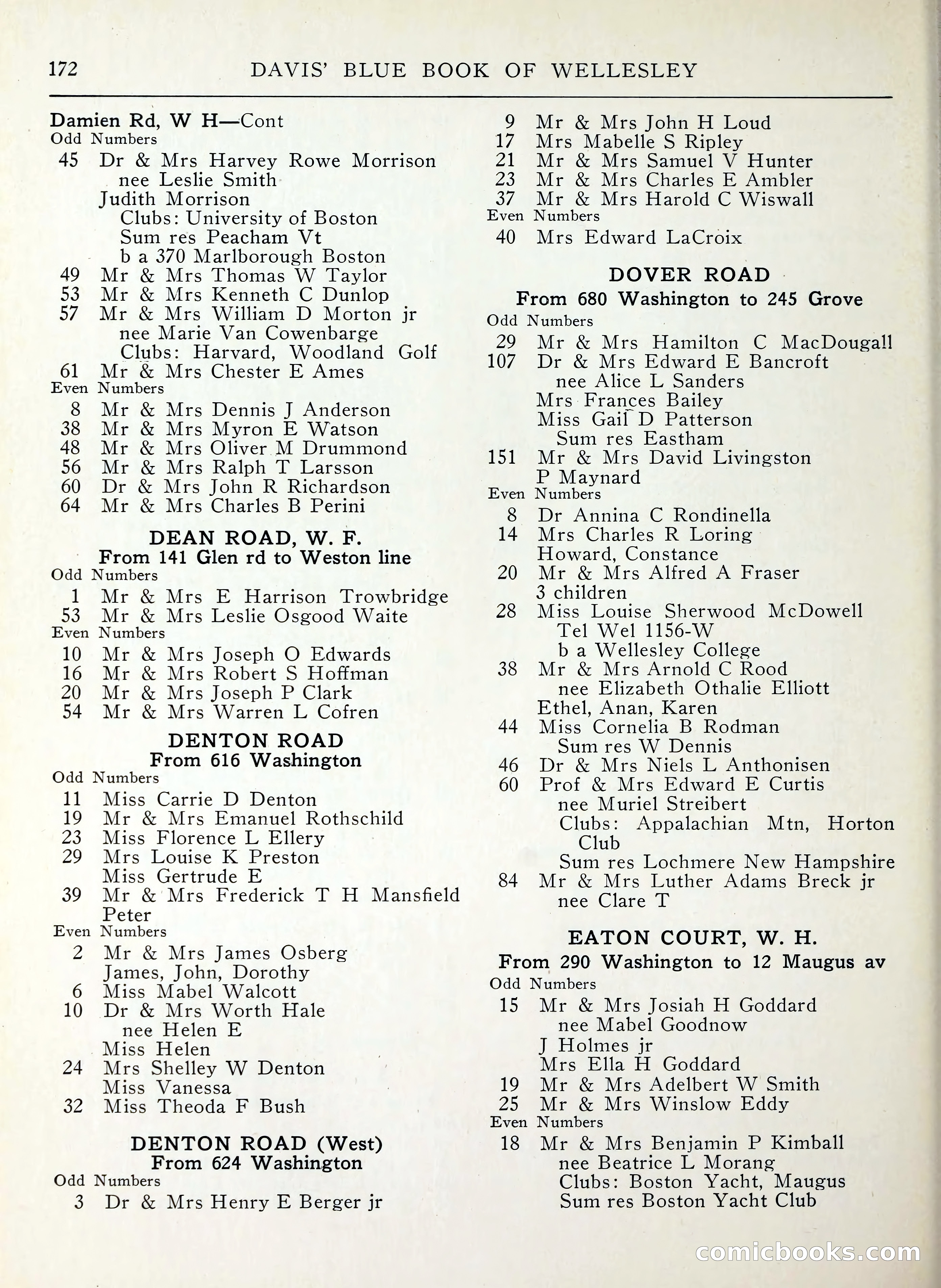 Davis' Blue Book of Brookline, Wellesley and Weston — page 168 of 224