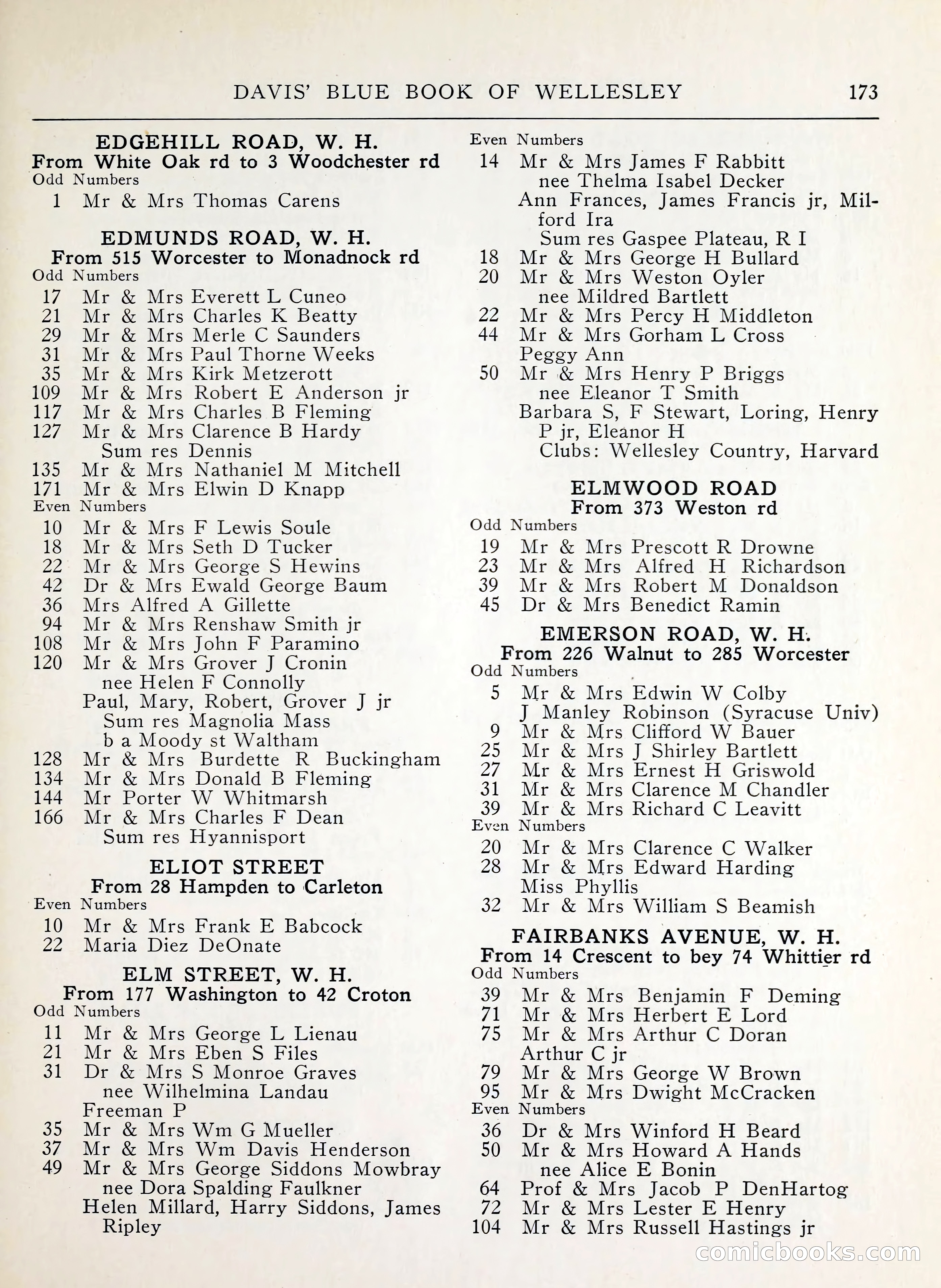 Davis' Blue Book of Brookline, Wellesley and Weston — page 169 of 224