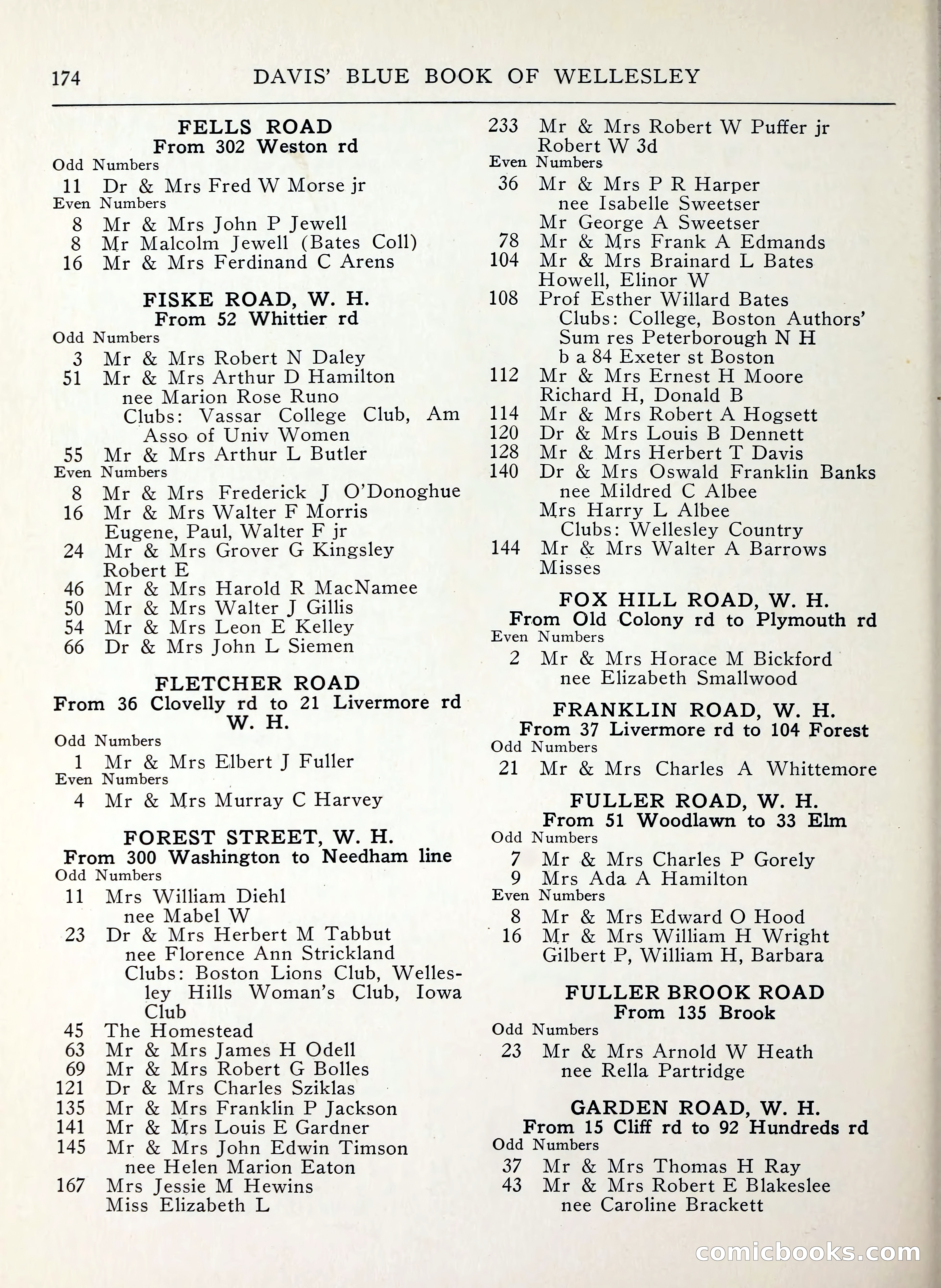 Davis' Blue Book of Brookline, Wellesley and Weston — page 170 of 224