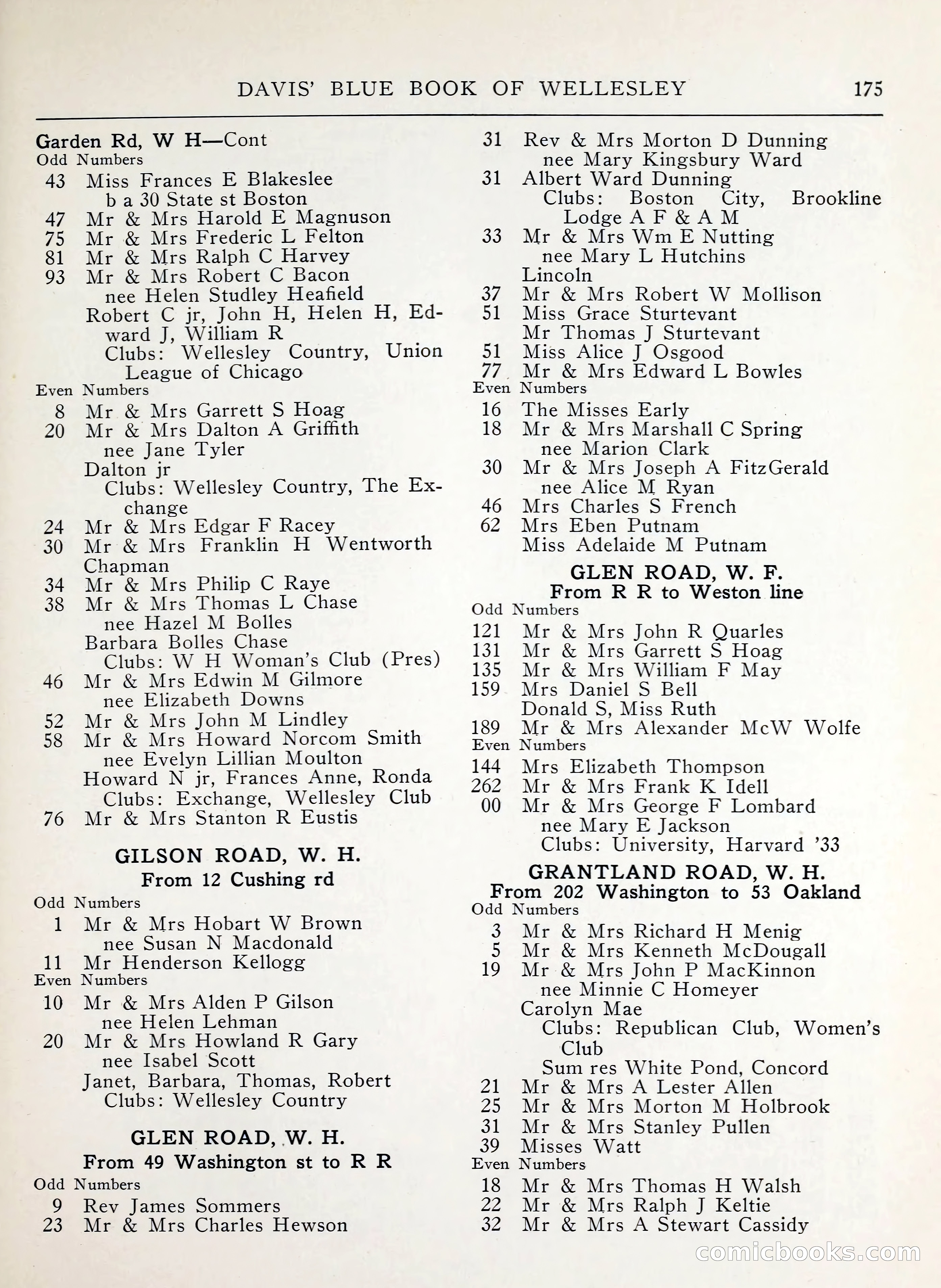 Davis' Blue Book of Brookline, Wellesley and Weston — page 171 of 224