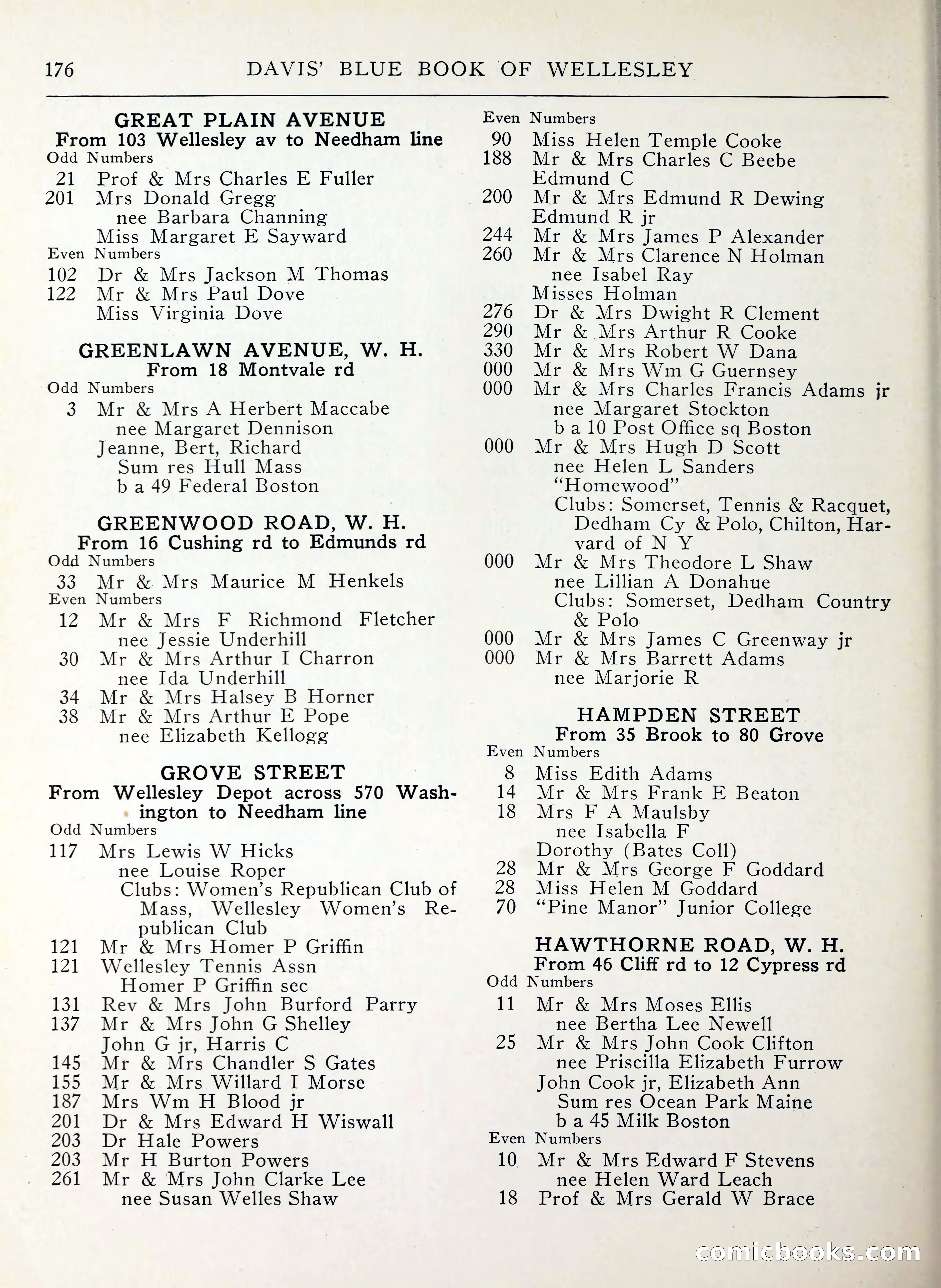 Davis' Blue Book of Brookline, Wellesley and Weston — page 172 of 224