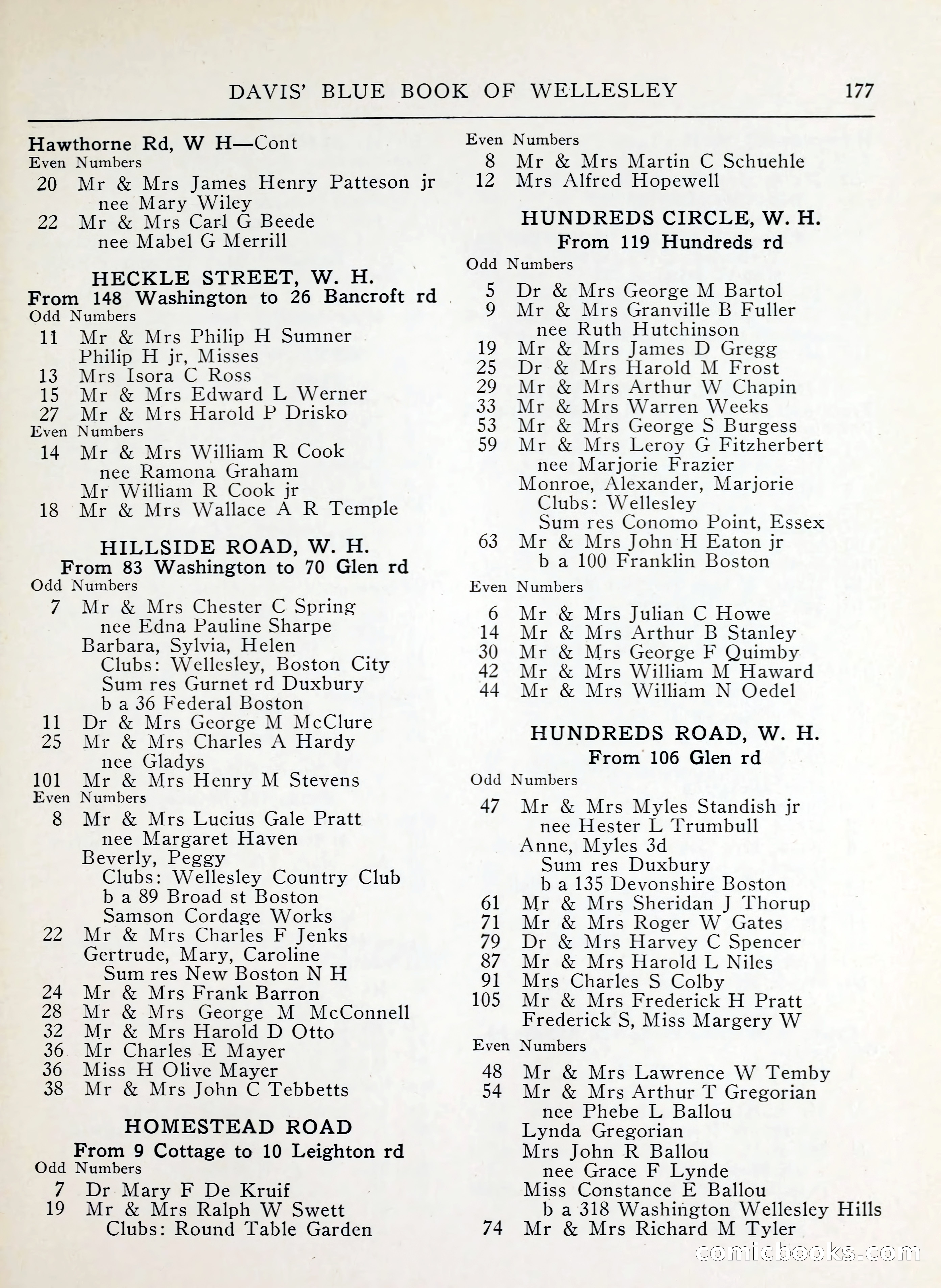 Davis' Blue Book of Brookline, Wellesley and Weston — page 173 of 224