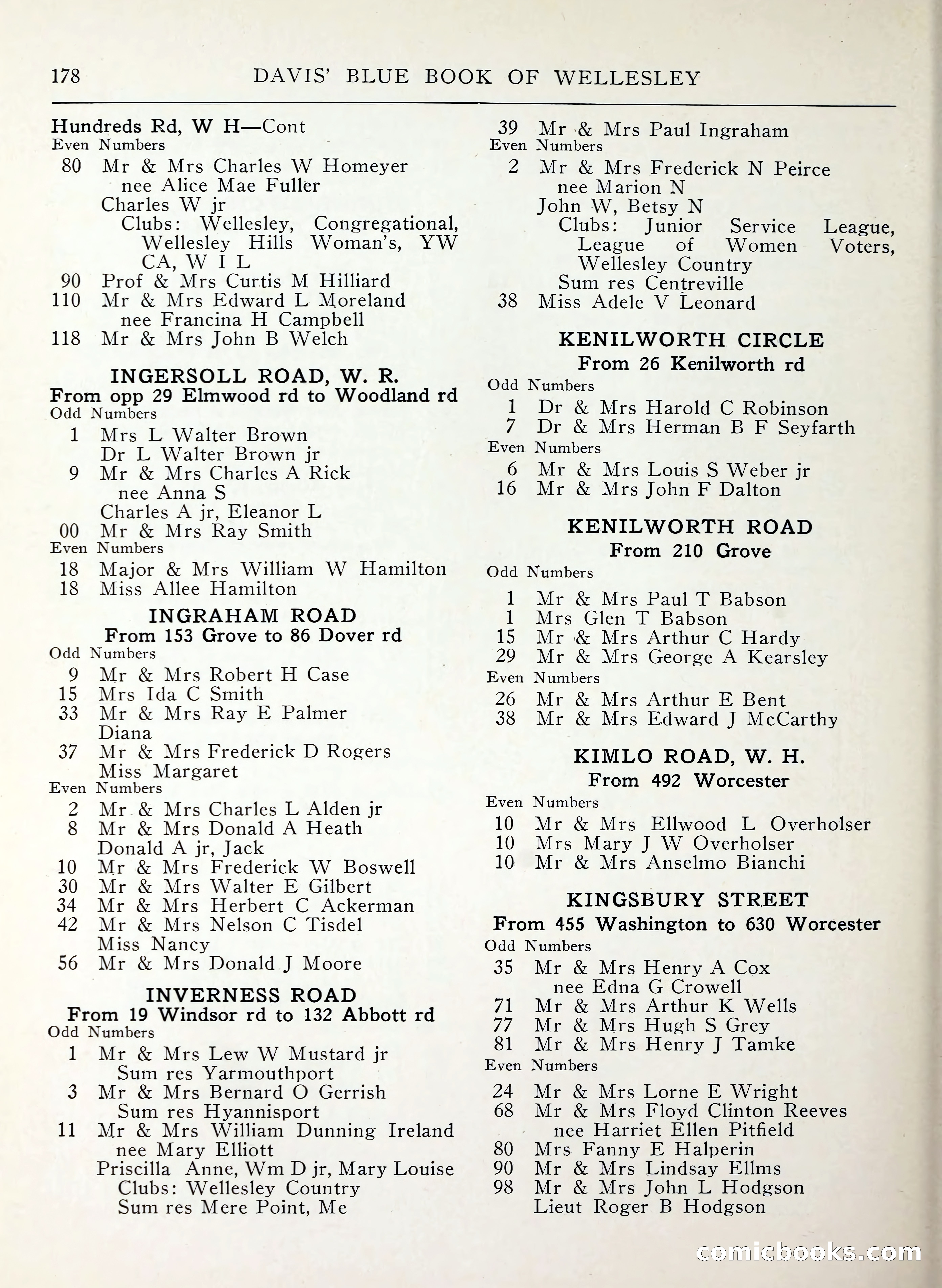 Davis' Blue Book of Brookline, Wellesley and Weston — page 174 of 224