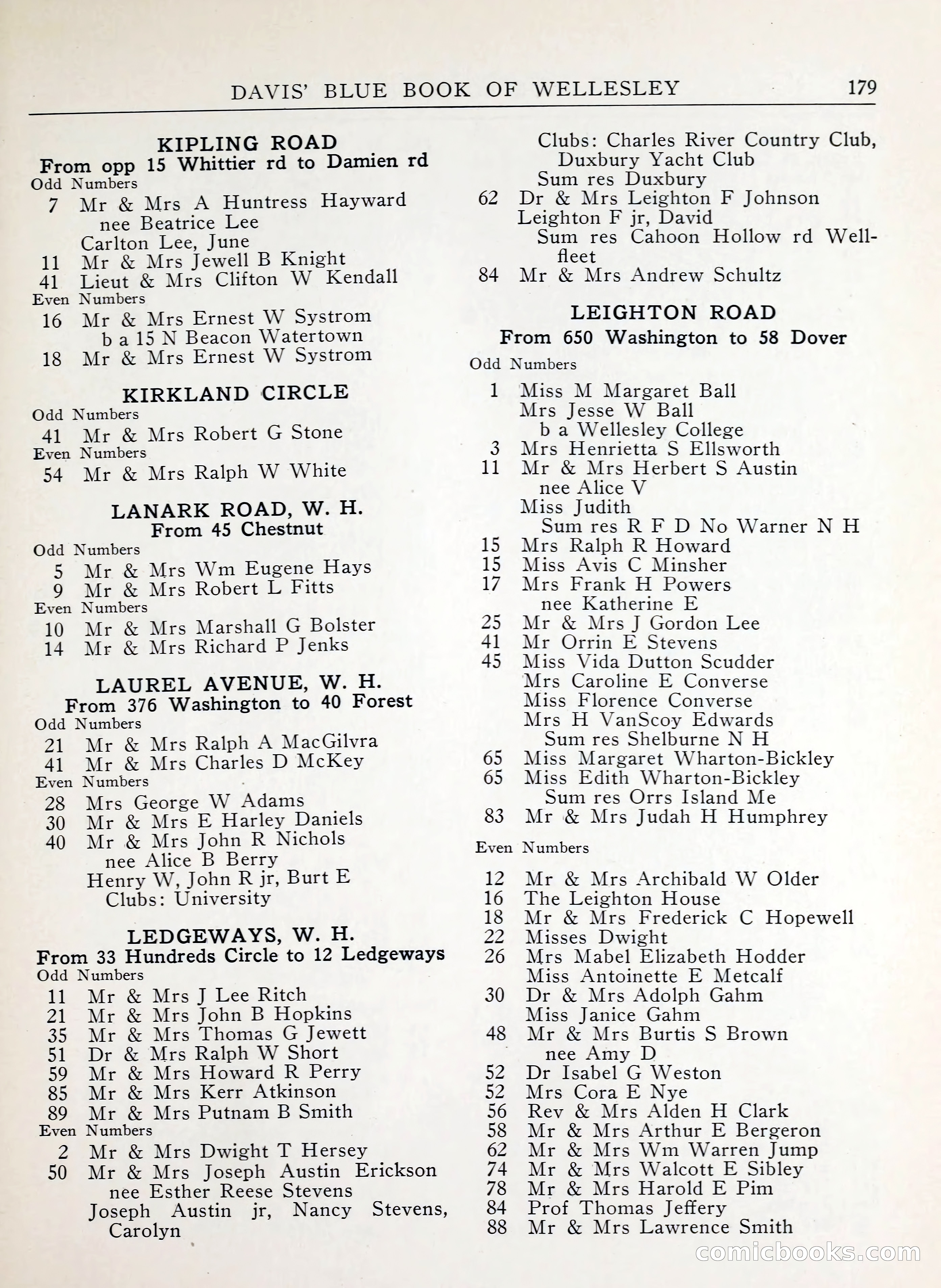 Davis' Blue Book of Brookline, Wellesley and Weston — page 175 of 224