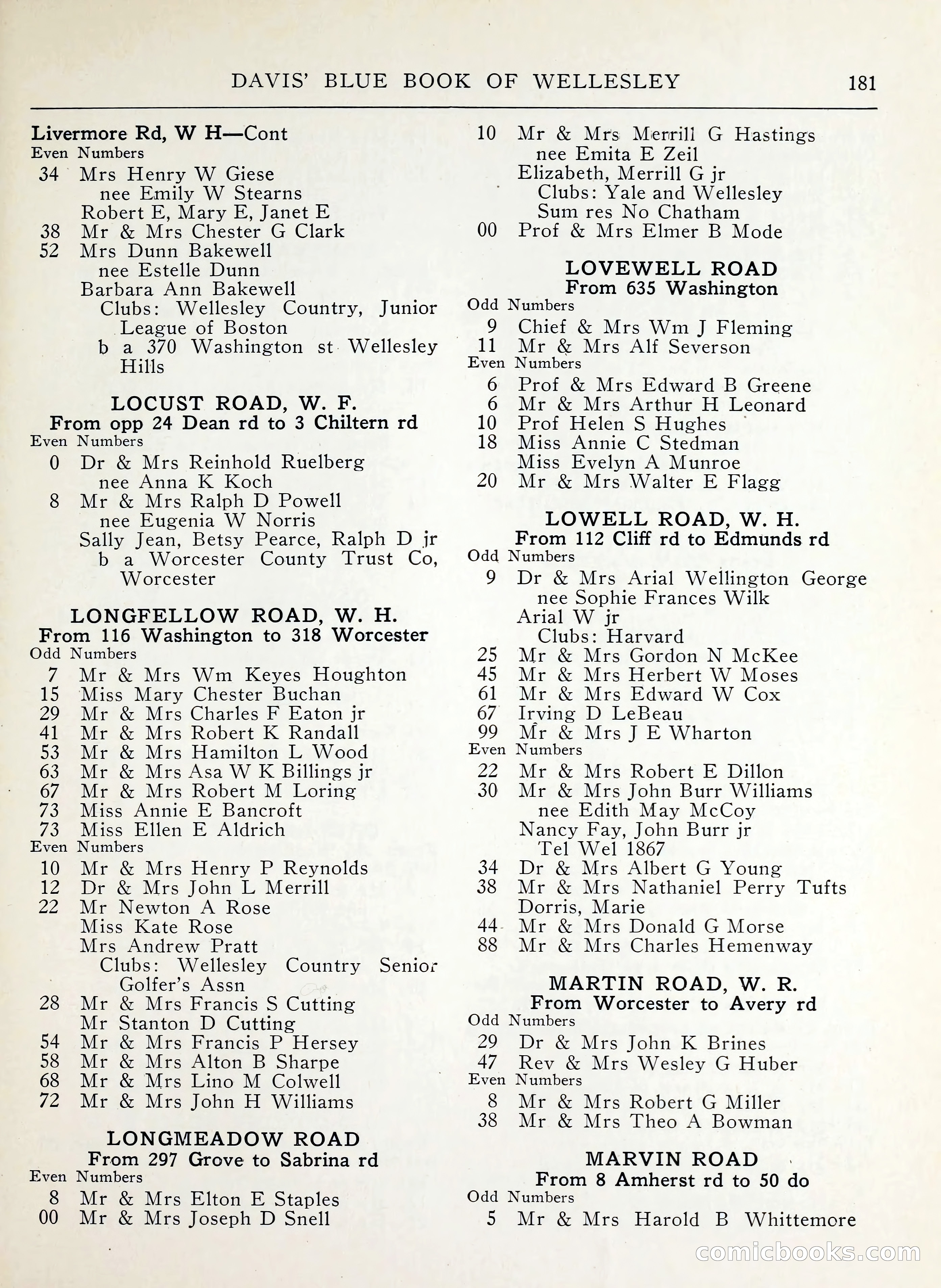 Davis' Blue Book of Brookline, Wellesley and Weston — page 177 of 224