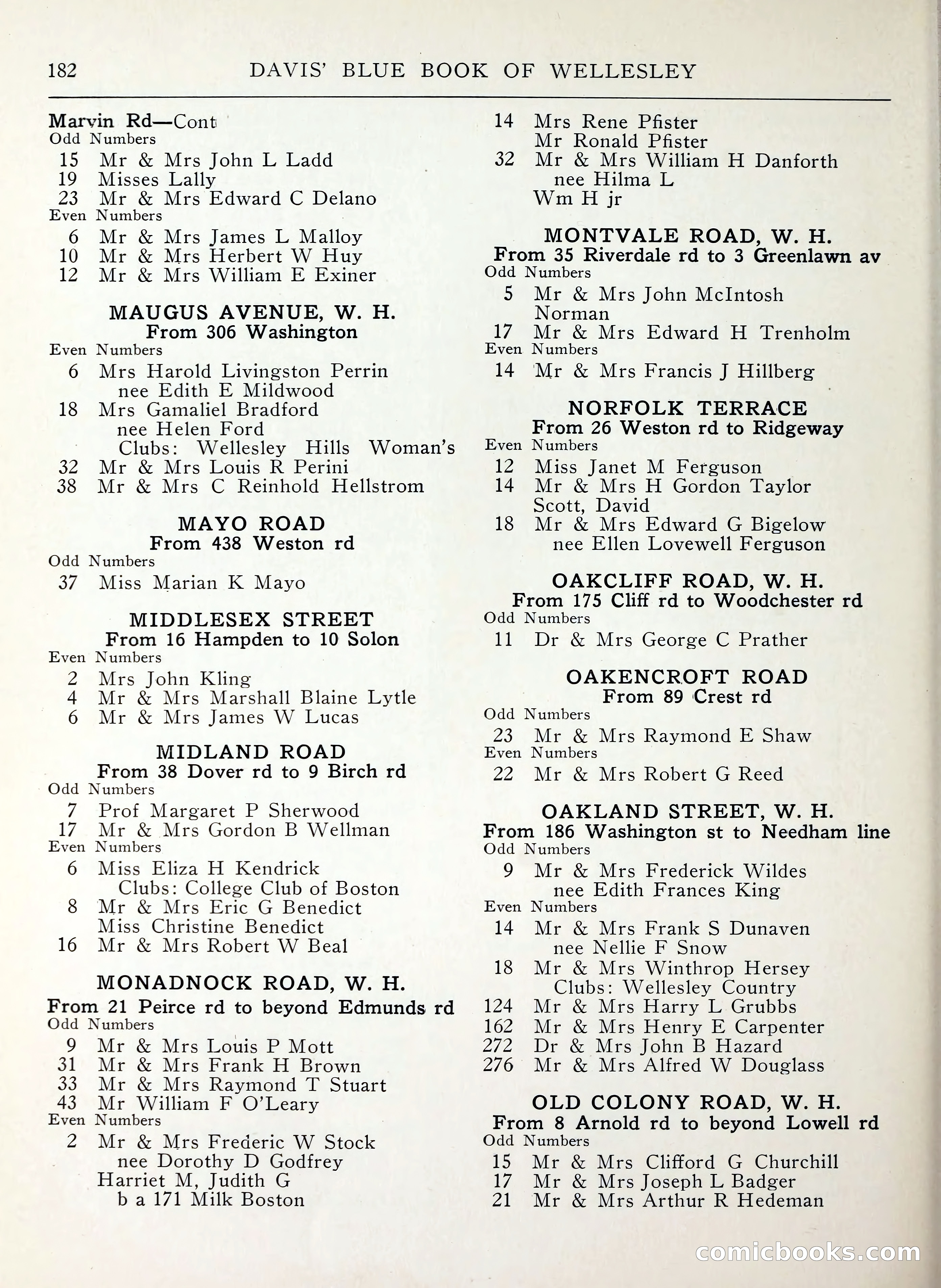 Davis' Blue Book of Brookline, Wellesley and Weston — page 178 of 224