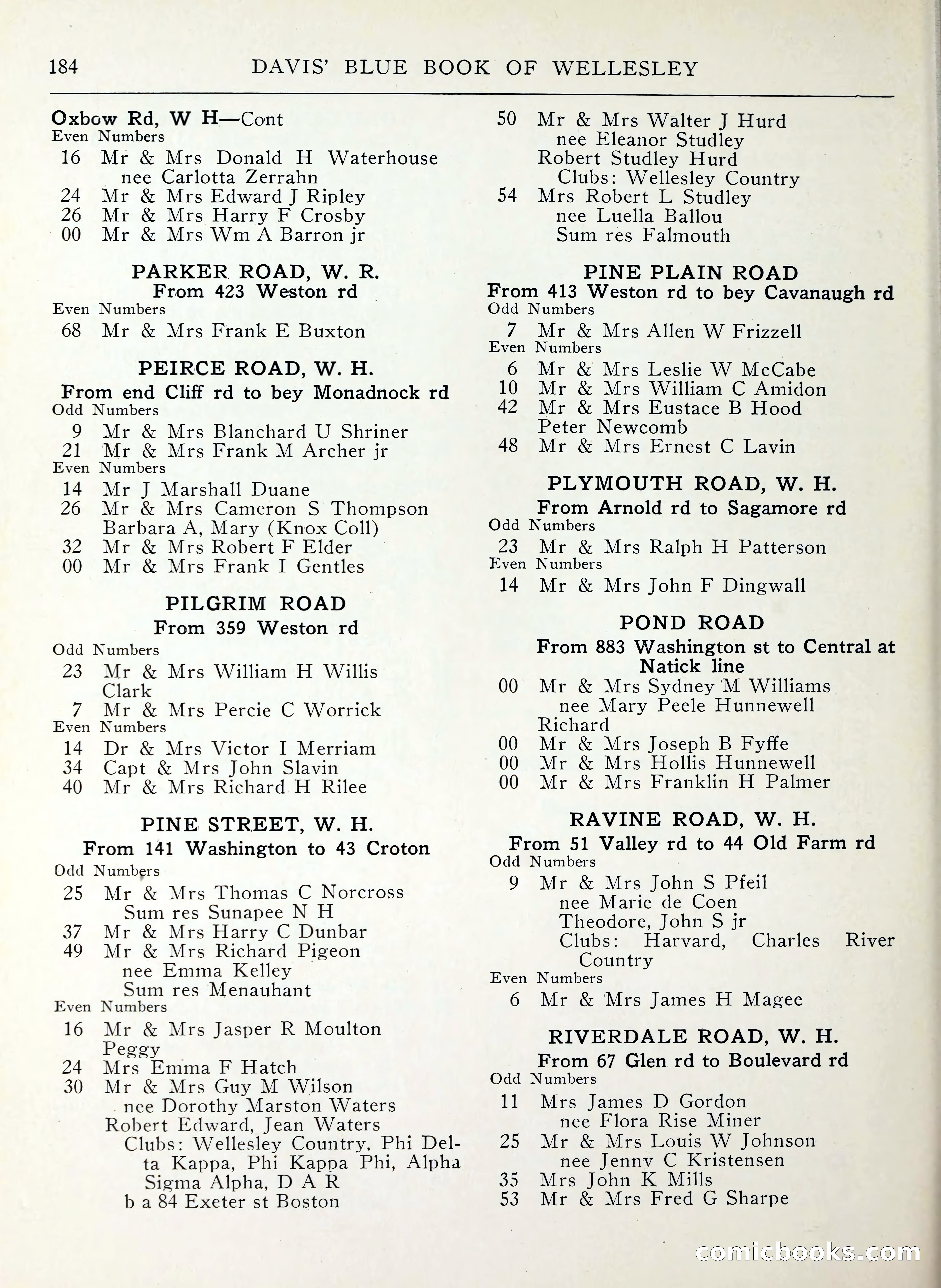 Davis' Blue Book of Brookline, Wellesley and Weston — page 180 of 224