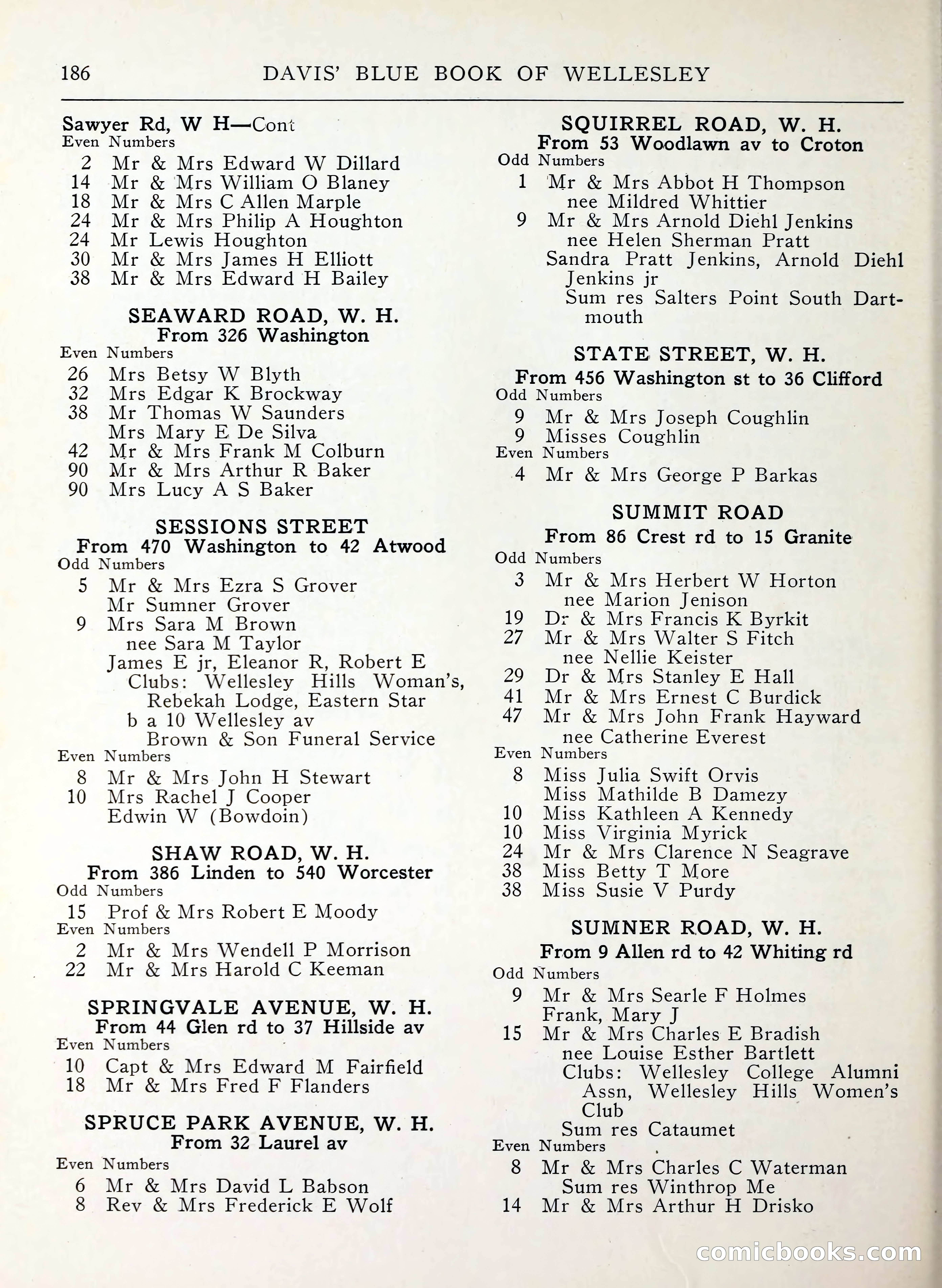 Davis' Blue Book of Brookline, Wellesley and Weston — page 182 of 224