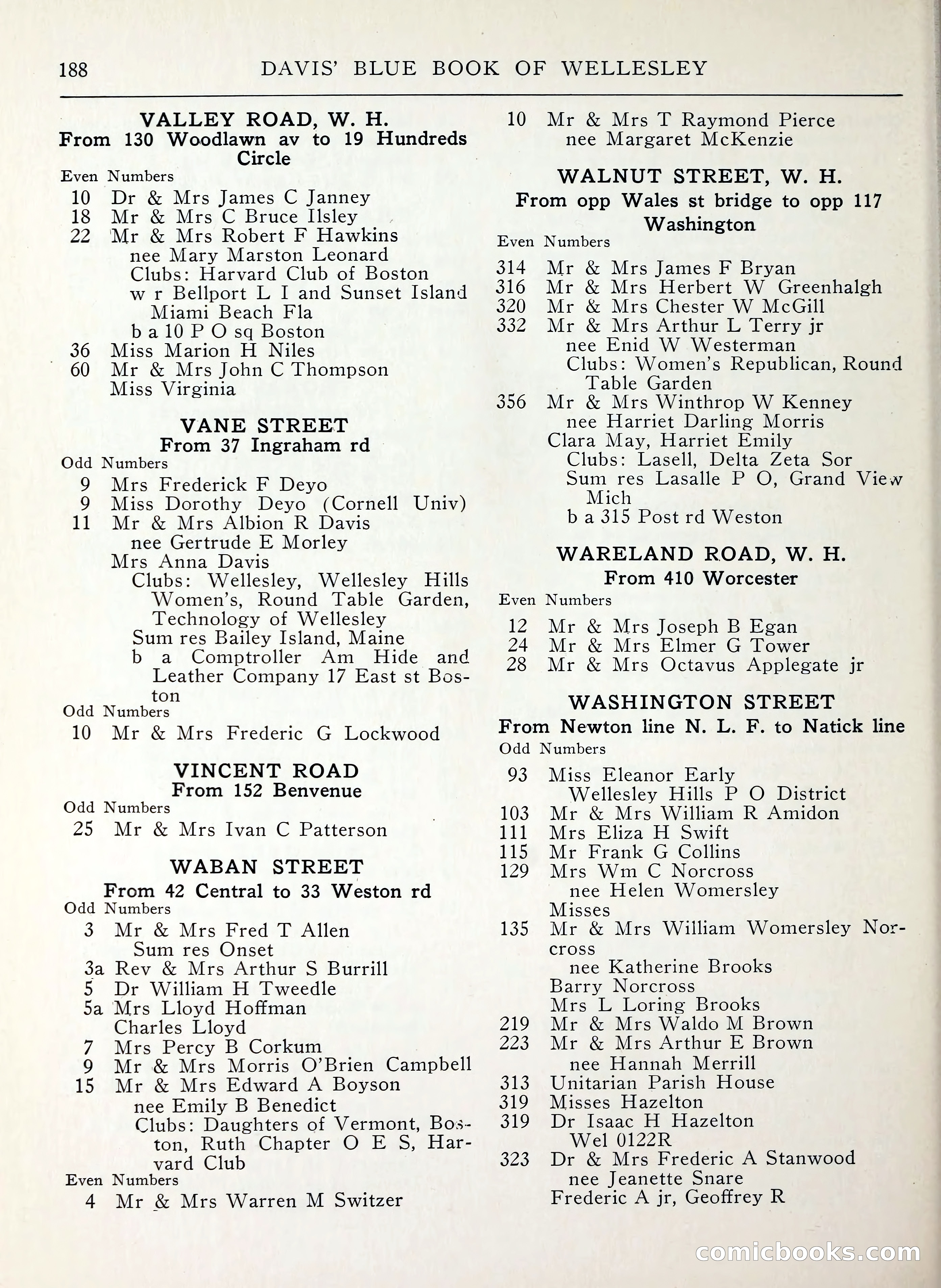 Davis' Blue Book of Brookline, Wellesley and Weston — page 184 of 224