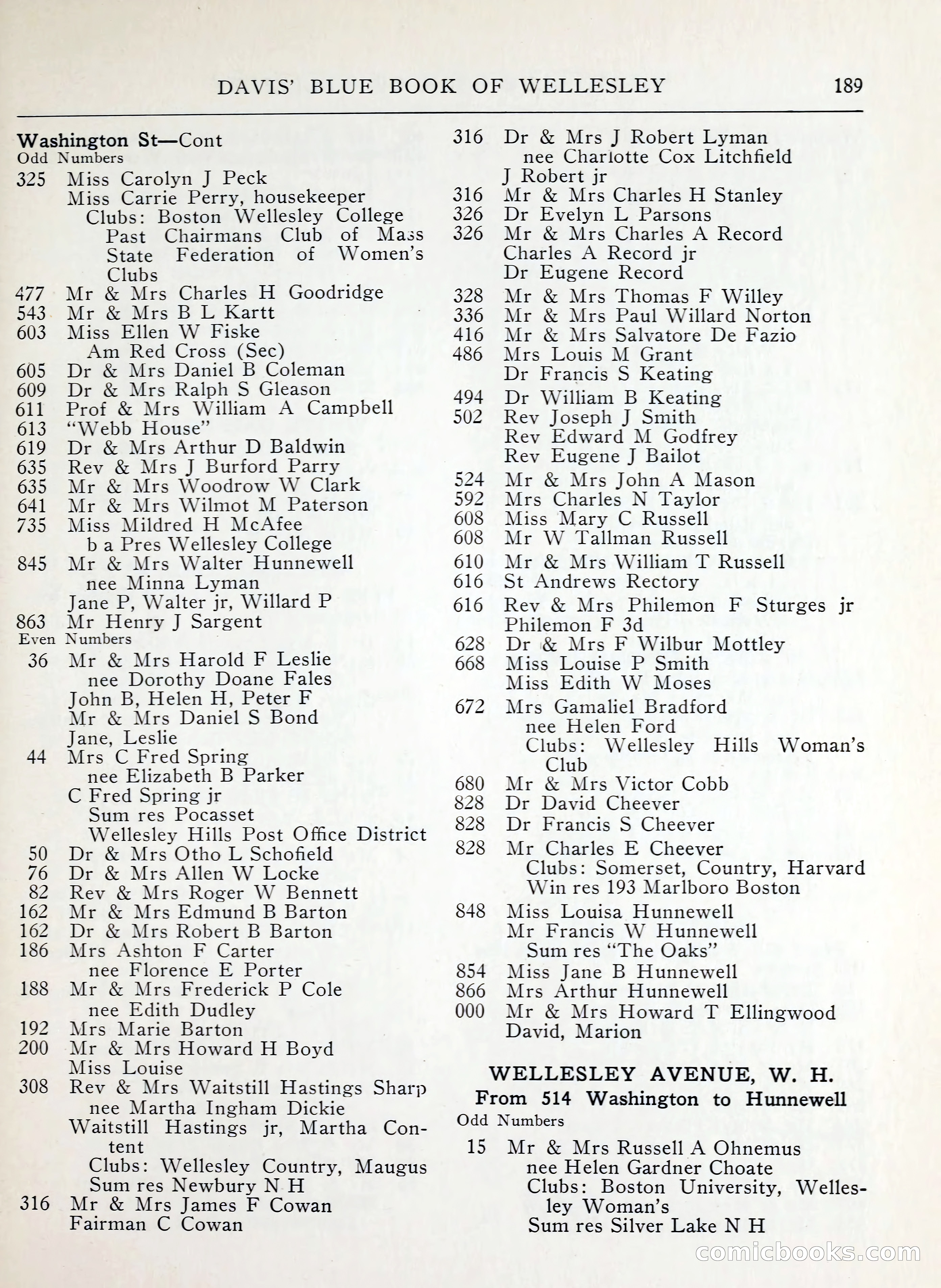 Davis' Blue Book of Brookline, Wellesley and Weston — page 185 of 224