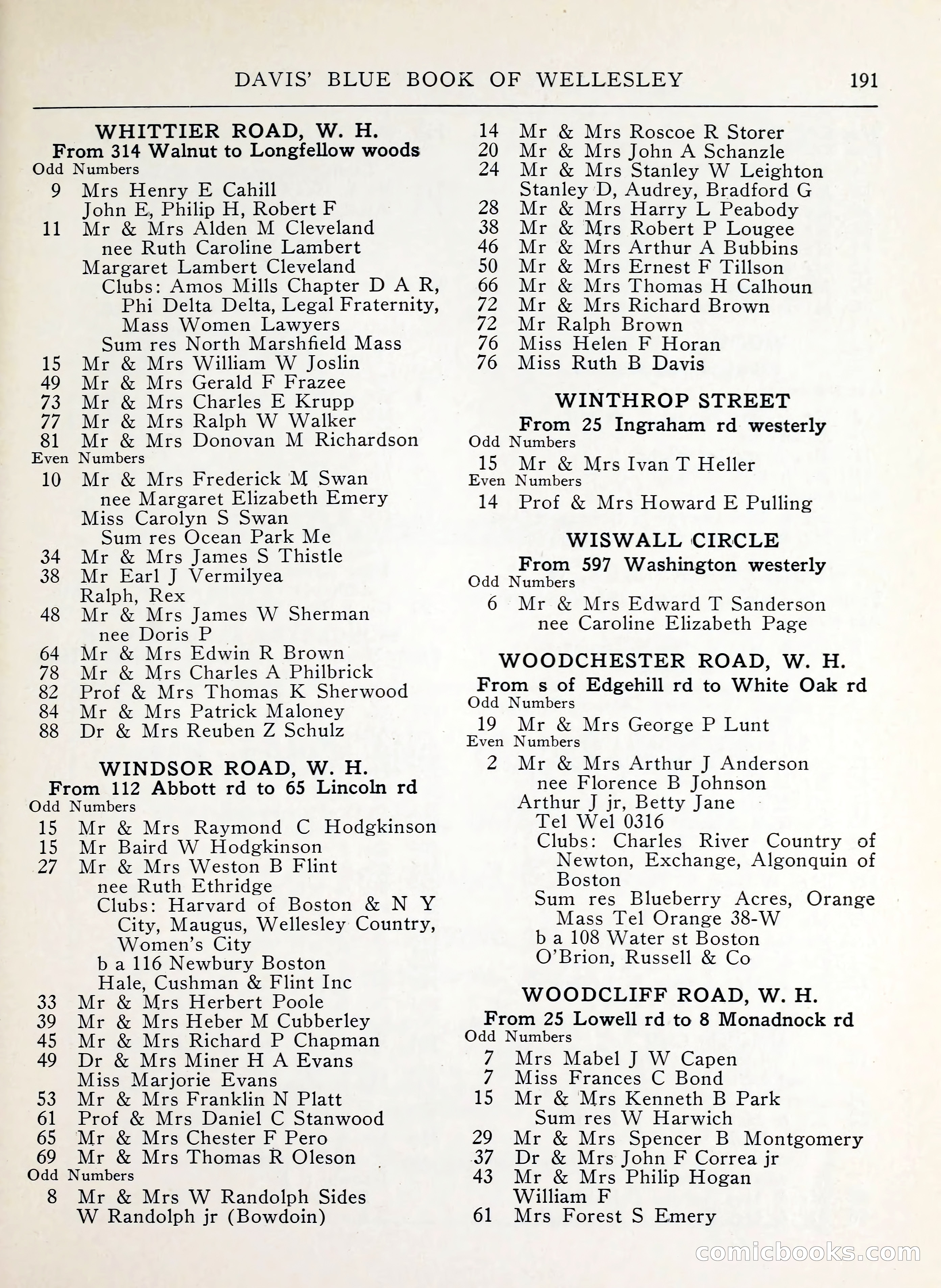 Davis' Blue Book of Brookline, Wellesley and Weston — page 187 of 224