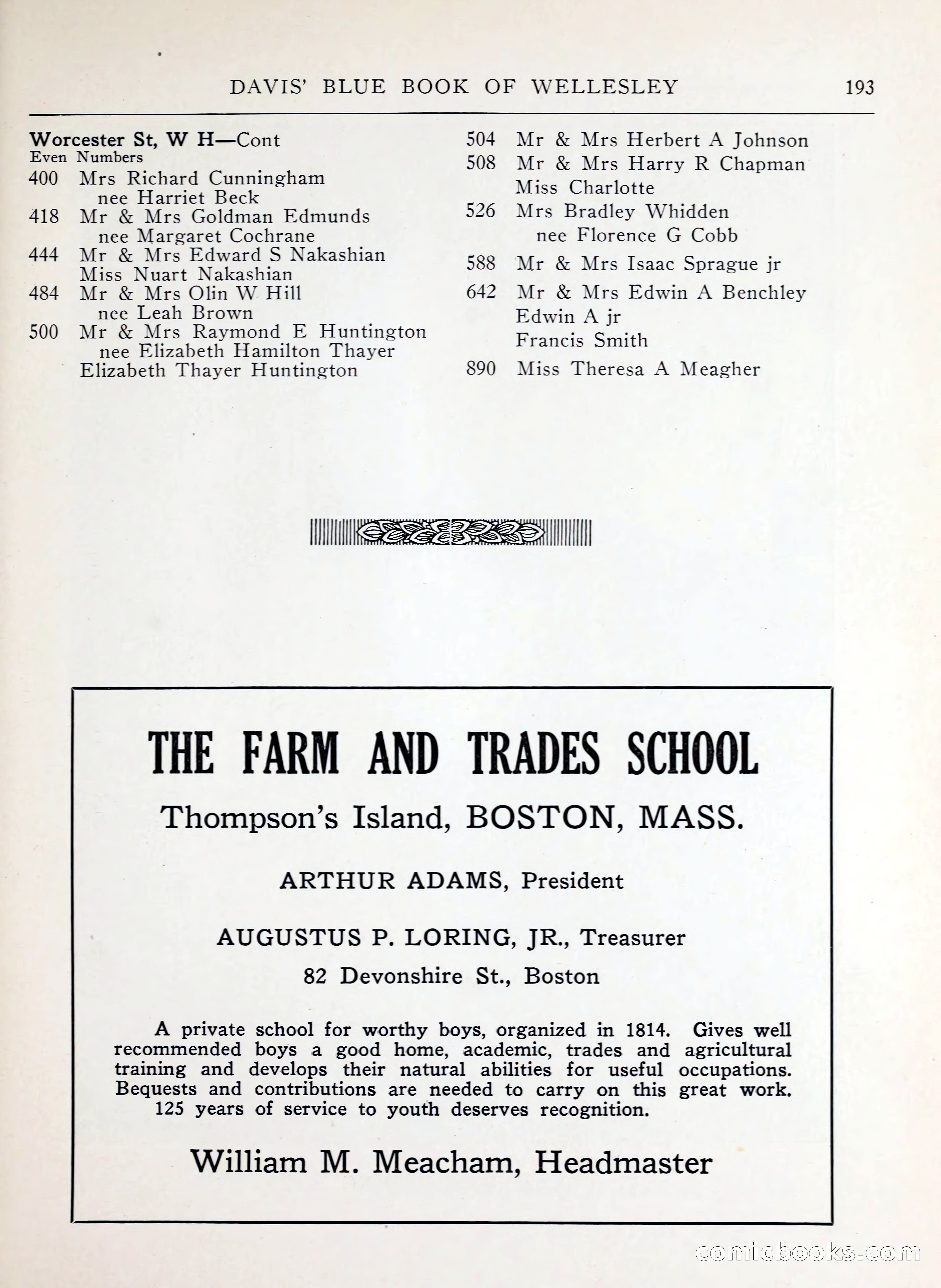 Davis' Blue Book of Brookline, Wellesley and Weston — page 189 of 224