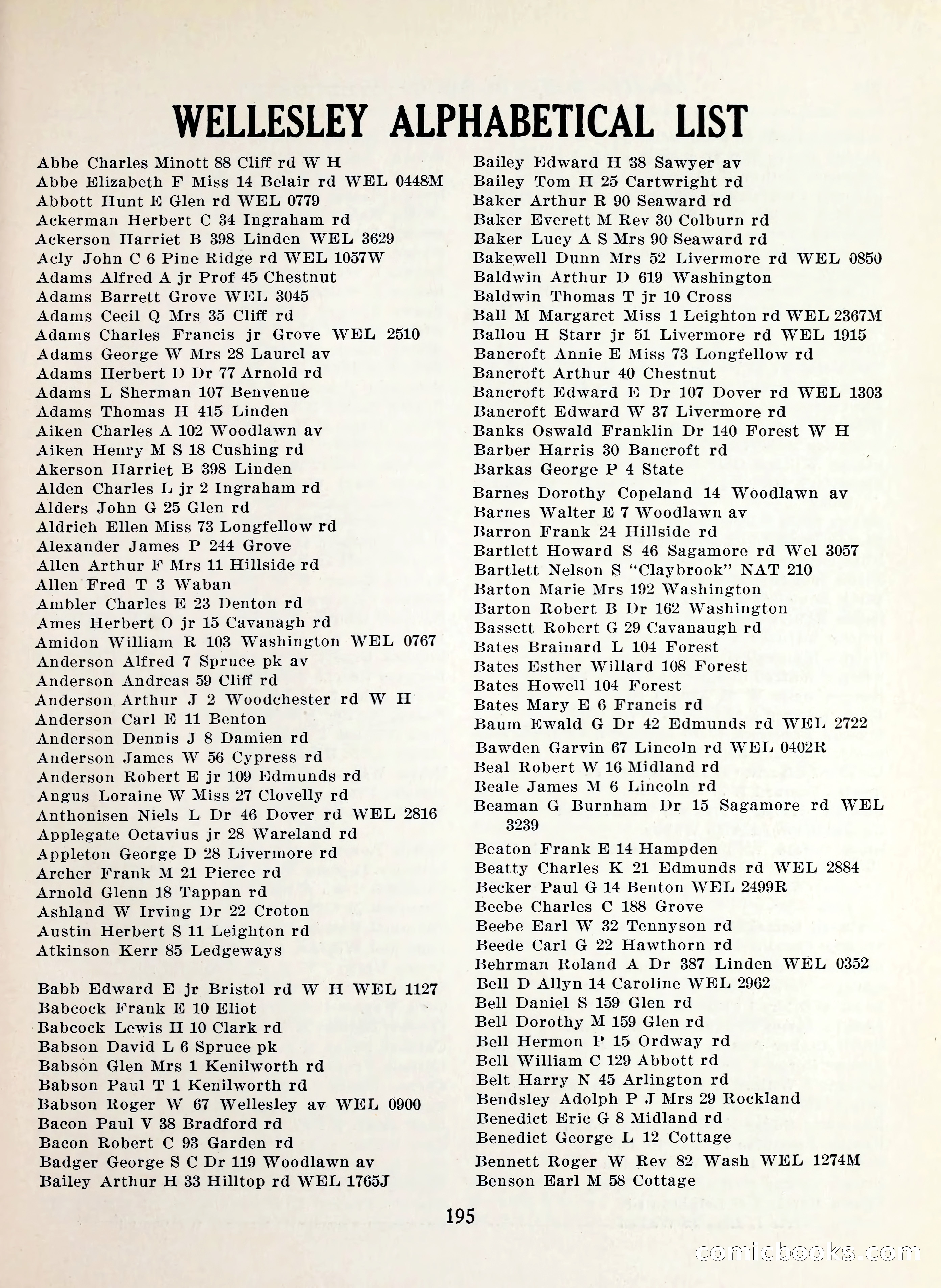 Davis' Blue Book of Brookline, Wellesley and Weston — page 193 of 224