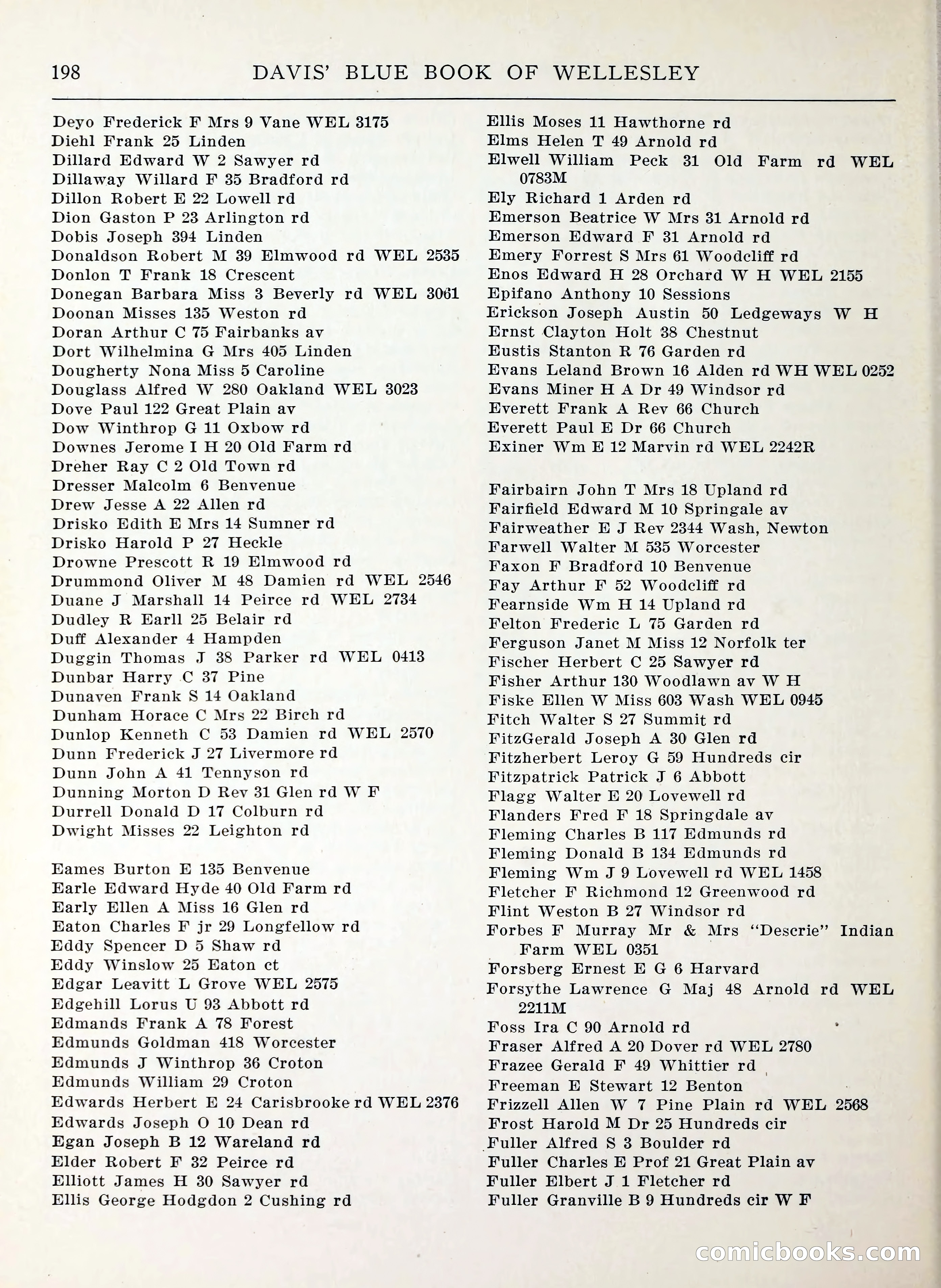 Davis' Blue Book of Brookline, Wellesley and Weston — page 196 of 224