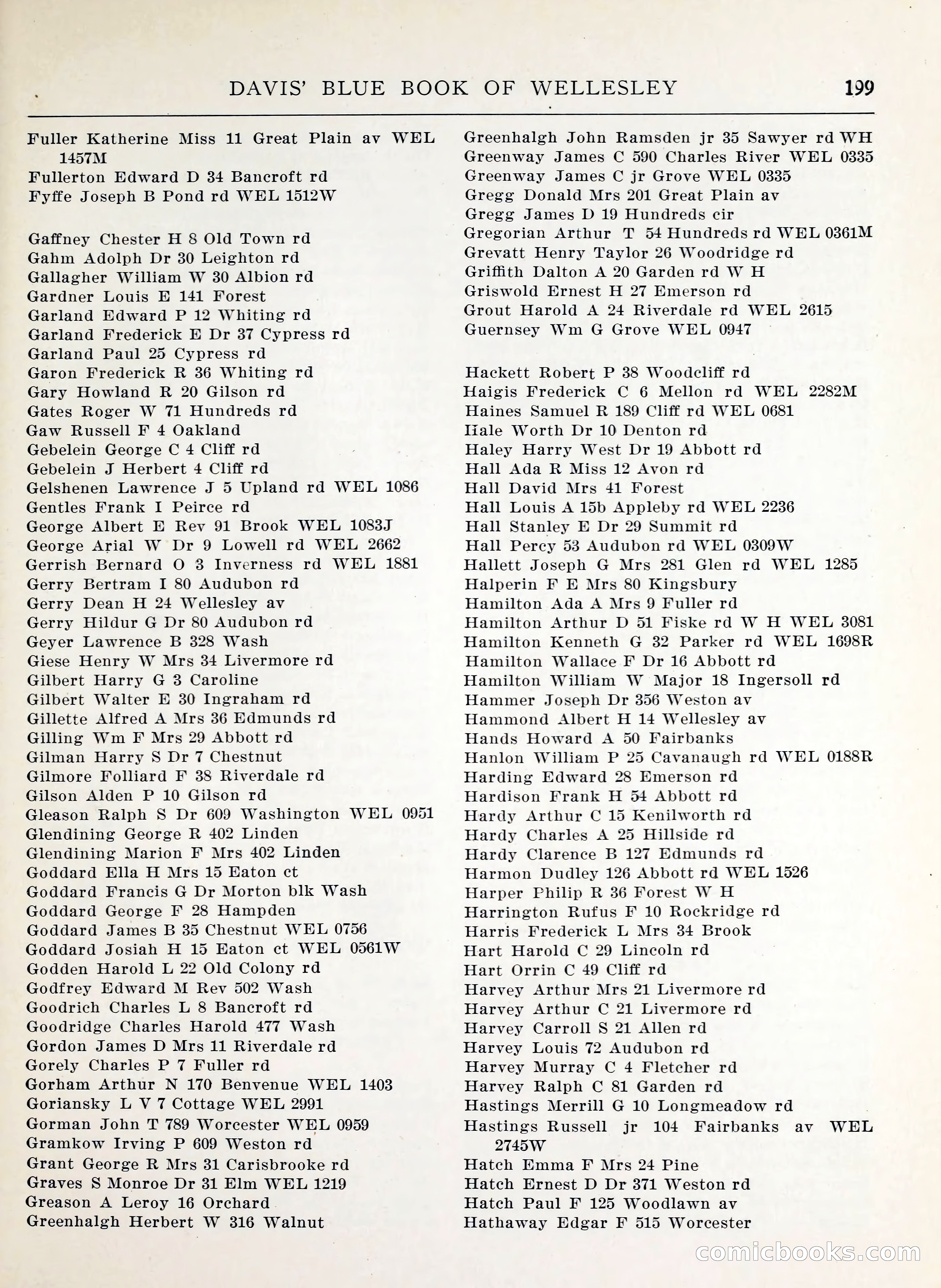 Davis' Blue Book of Brookline, Wellesley and Weston — page 197 of 224