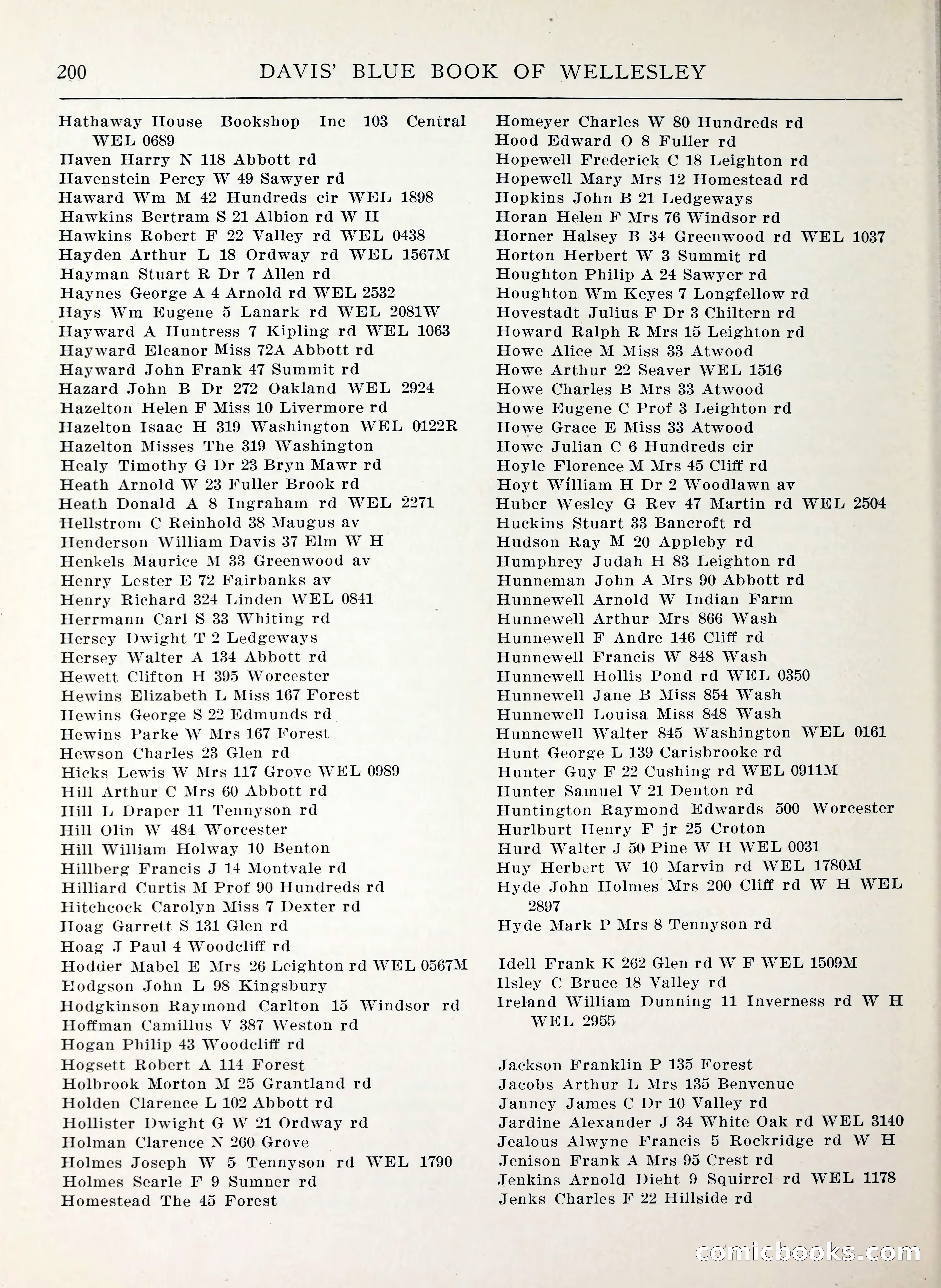 Davis' Blue Book of Brookline, Wellesley and Weston — page 198 of 224