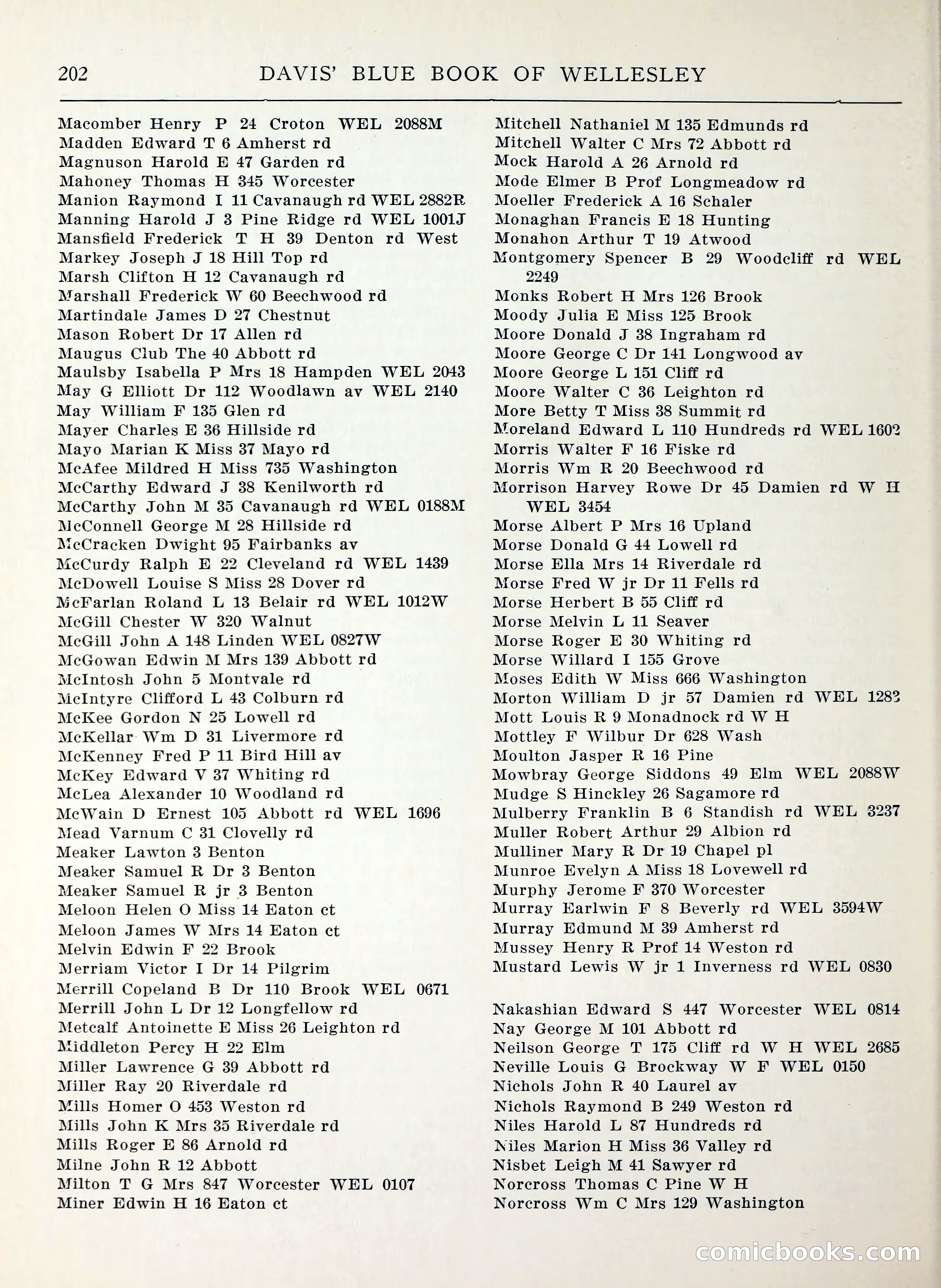 Davis' Blue Book of Brookline, Wellesley and Weston — page 200 of 224