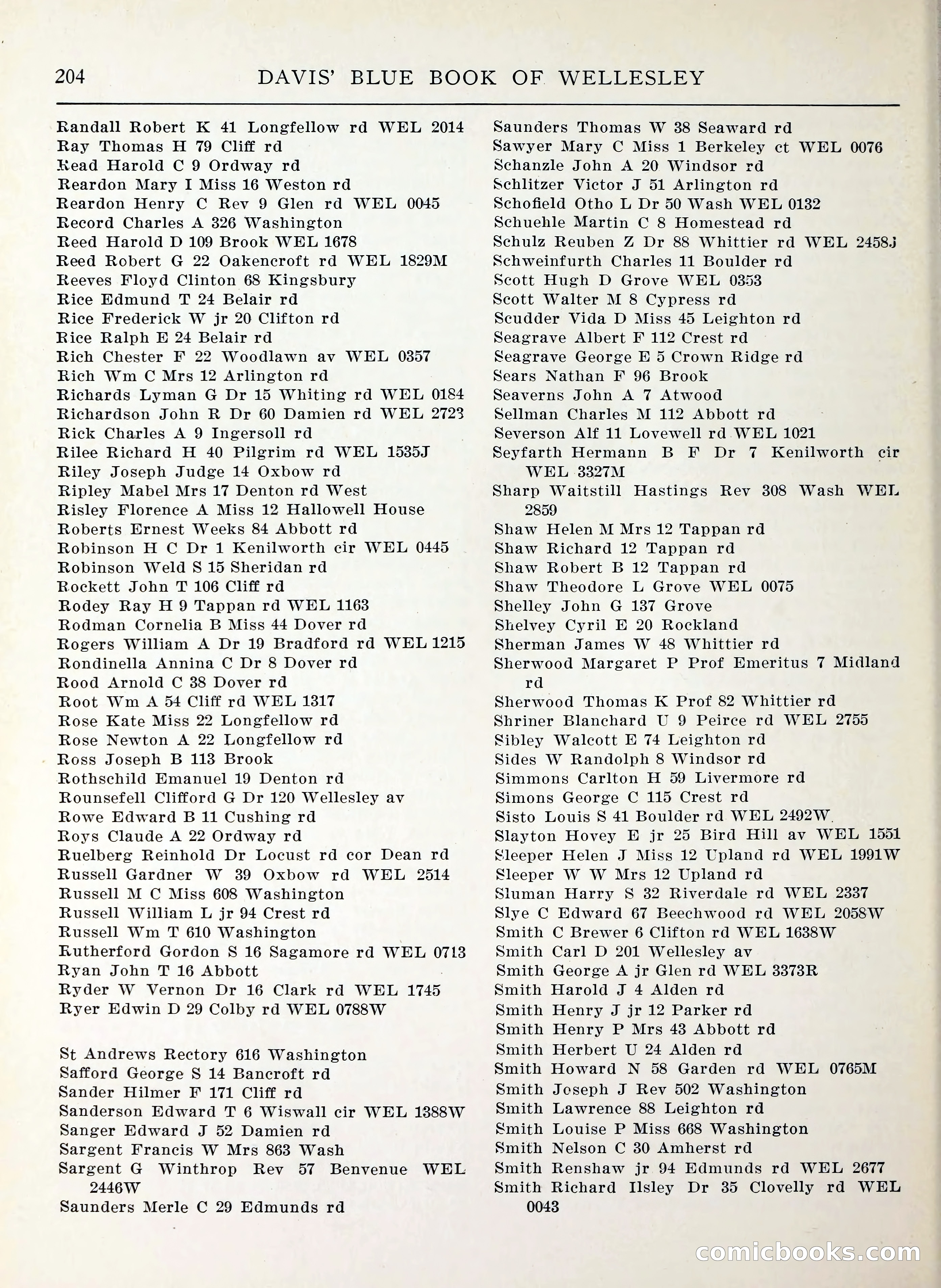 Davis' Blue Book of Brookline, Wellesley and Weston — page 202 of 224
