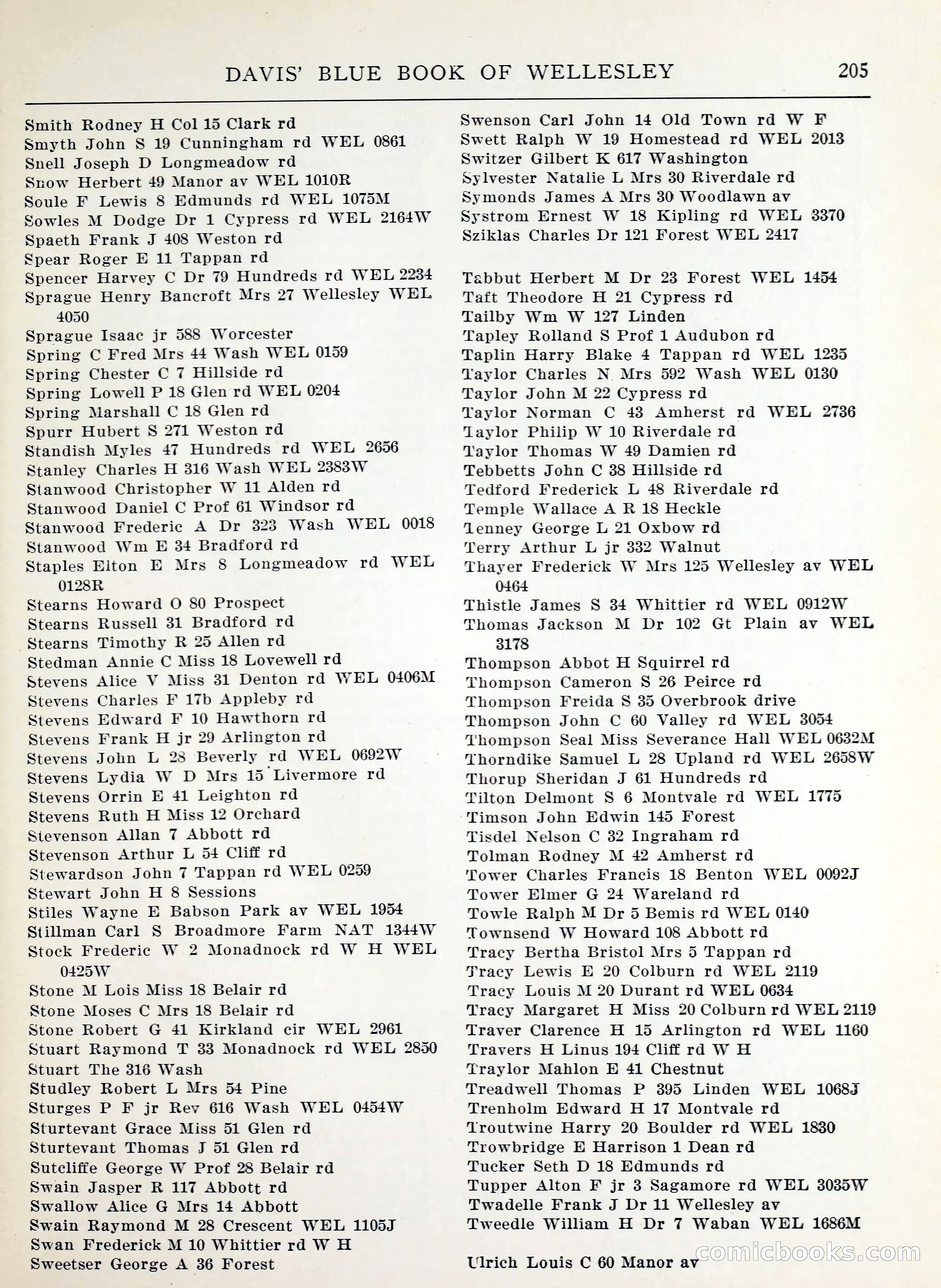 Davis' Blue Book of Brookline, Wellesley and Weston — page 203 of 224
