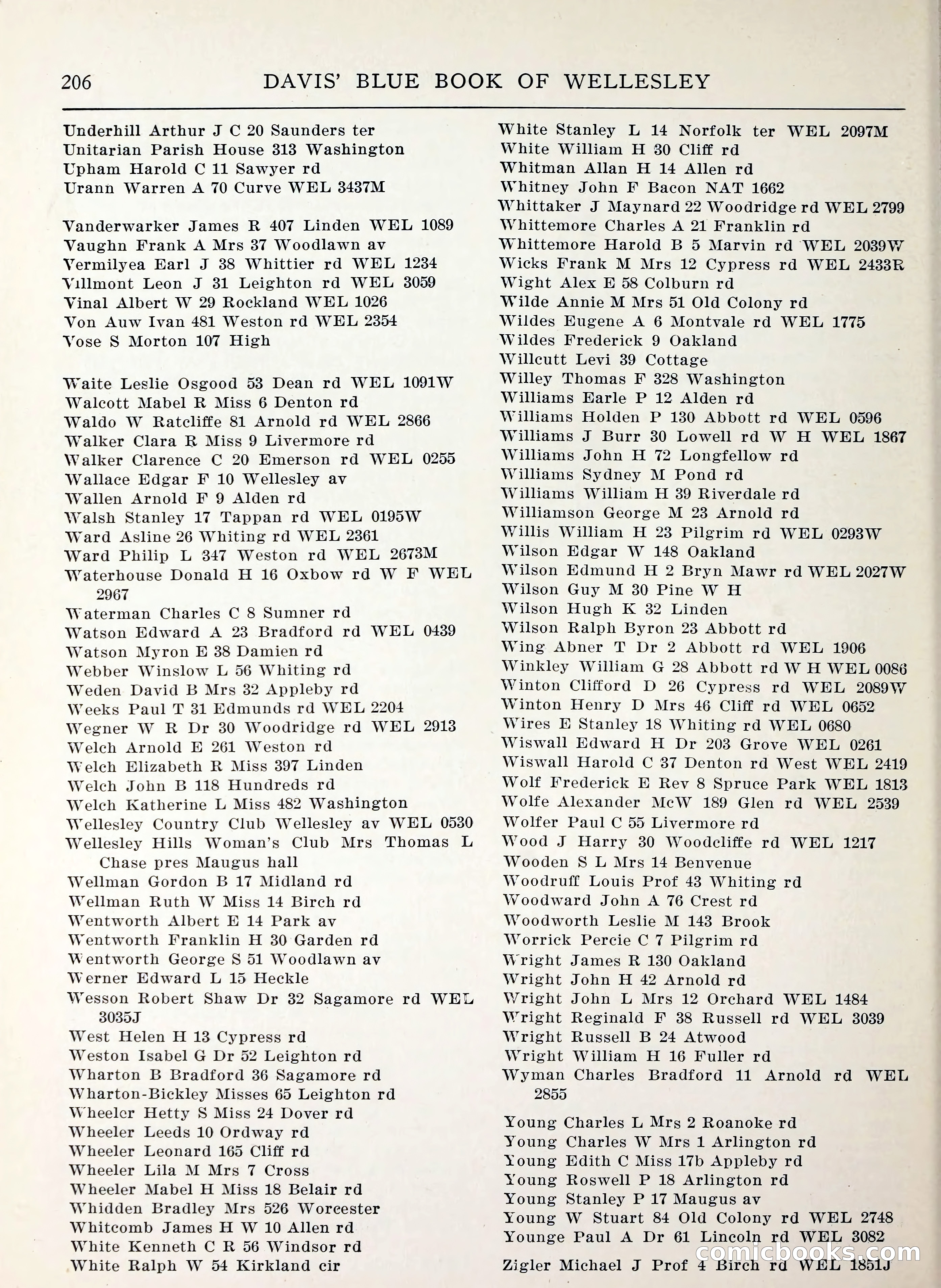 Davis' Blue Book of Brookline, Wellesley and Weston — page 204 of 224
