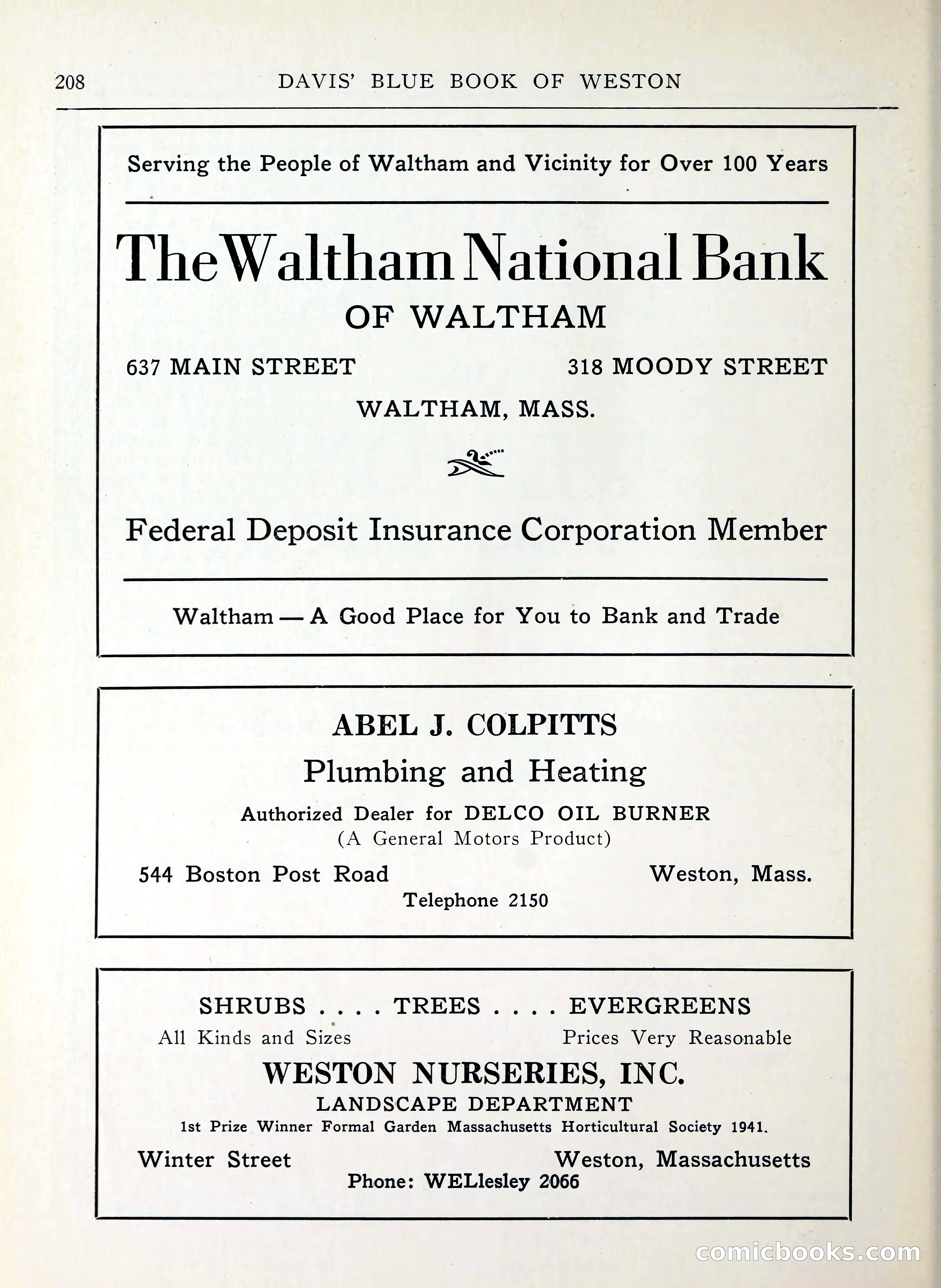 Davis' Blue Book of Brookline, Wellesley and Weston — page 206 of 224