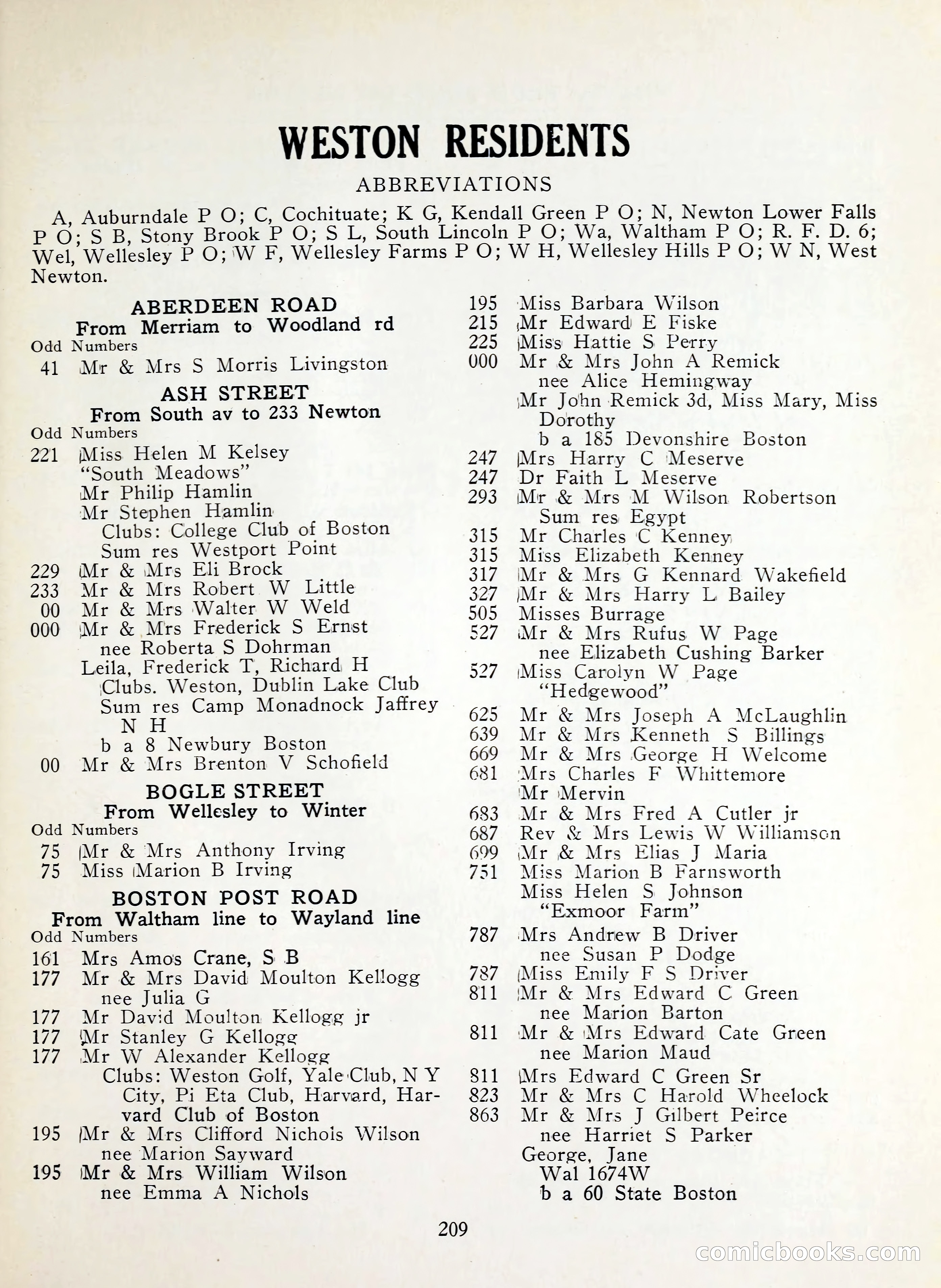 Davis' Blue Book of Brookline, Wellesley and Weston — page 207 of 224