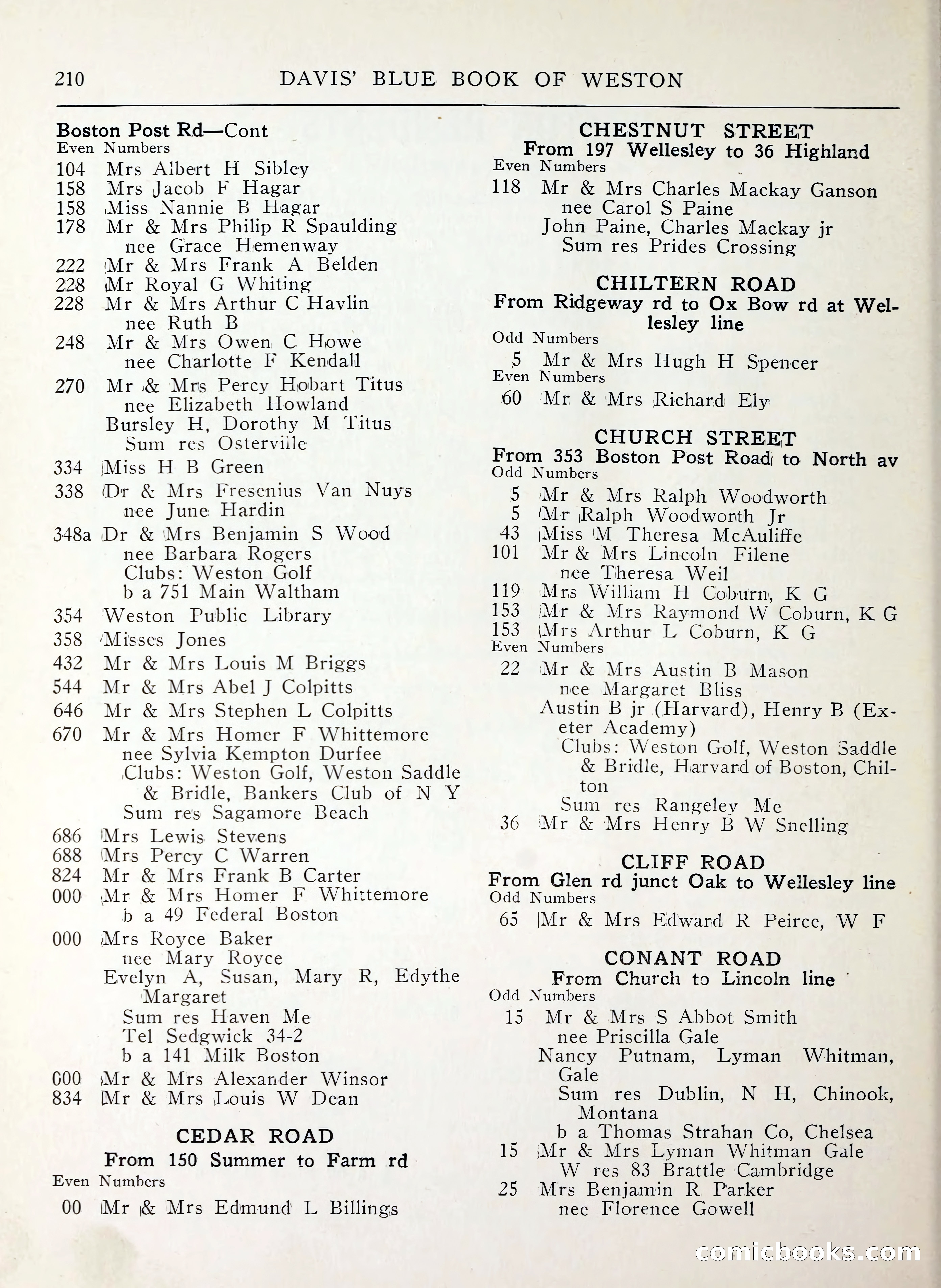 Davis' Blue Book of Brookline, Wellesley and Weston — page 208 of 224