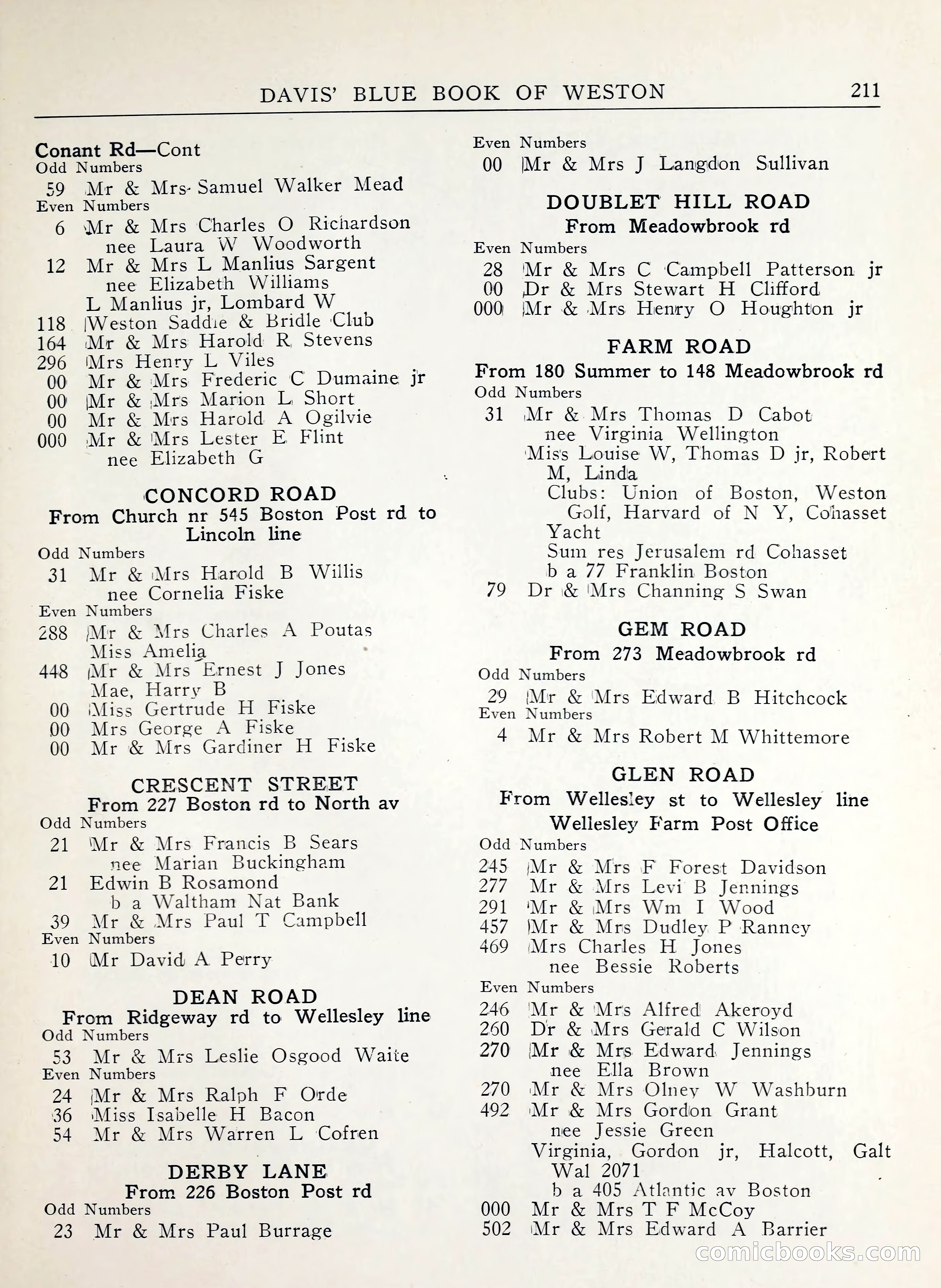 Davis' Blue Book of Brookline, Wellesley and Weston — page 209 of 224