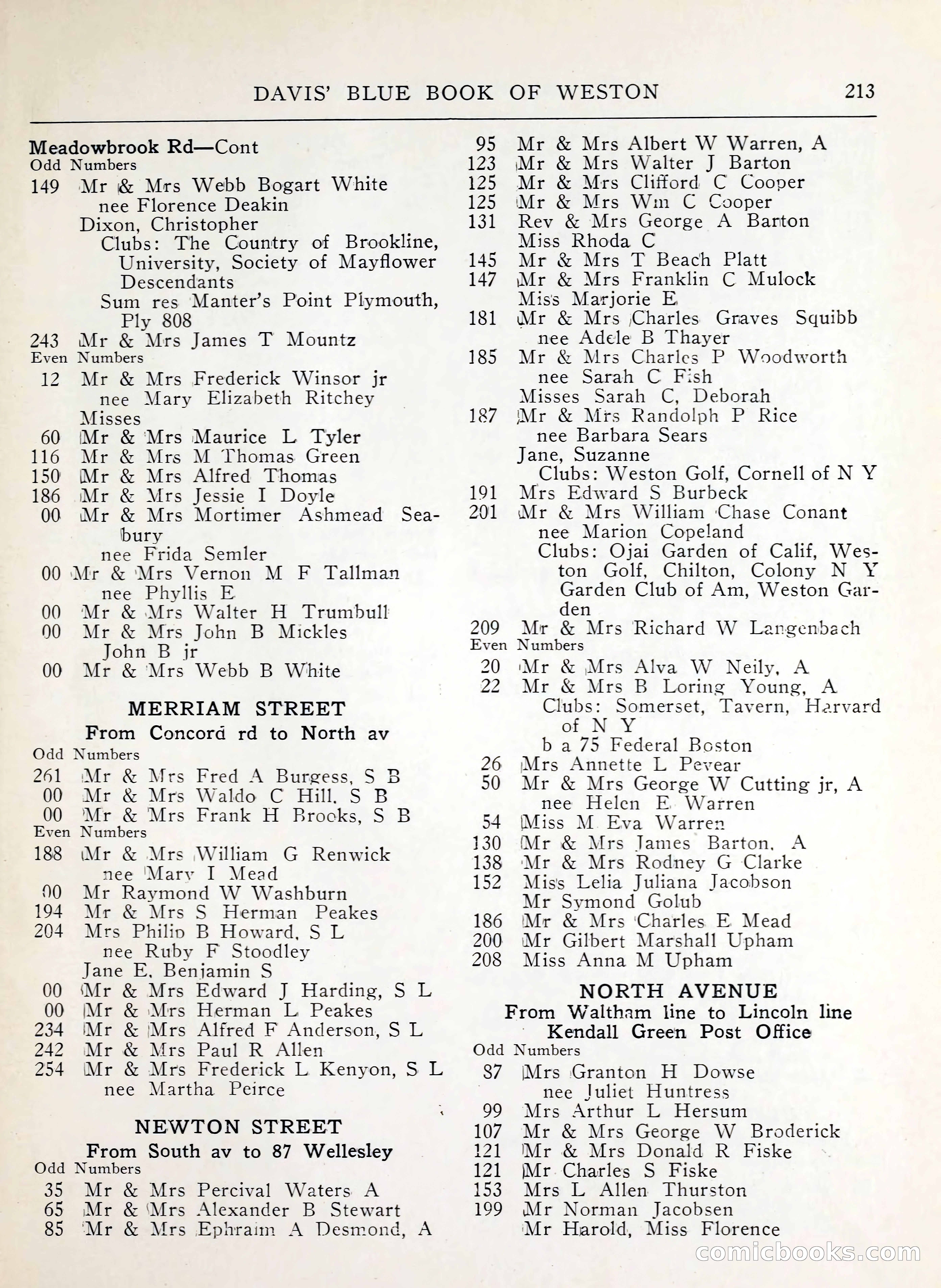 Davis' Blue Book of Brookline, Wellesley and Weston — page 211 of 224