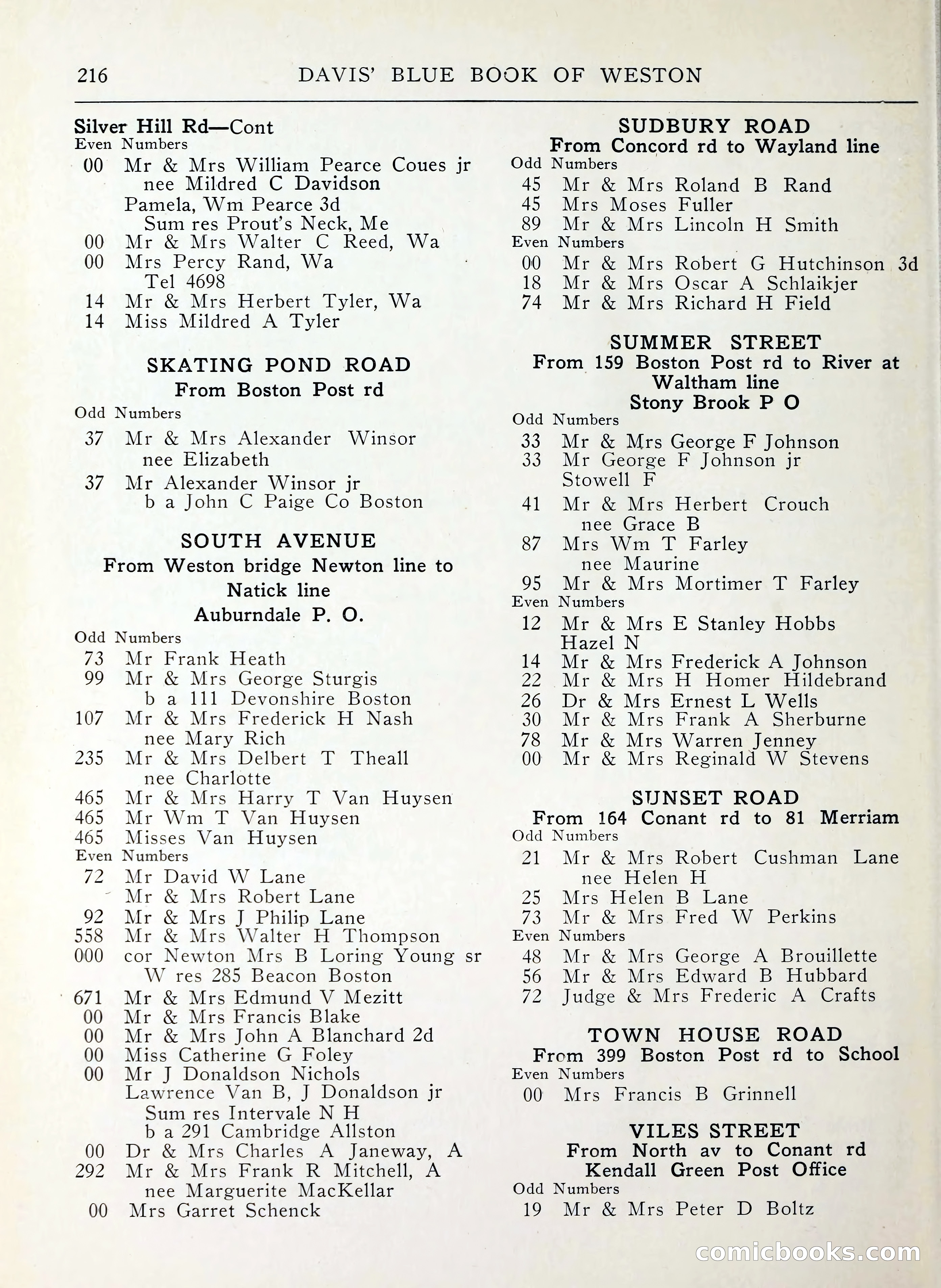 Davis' Blue Book of Brookline, Wellesley and Weston — page 214 of 224