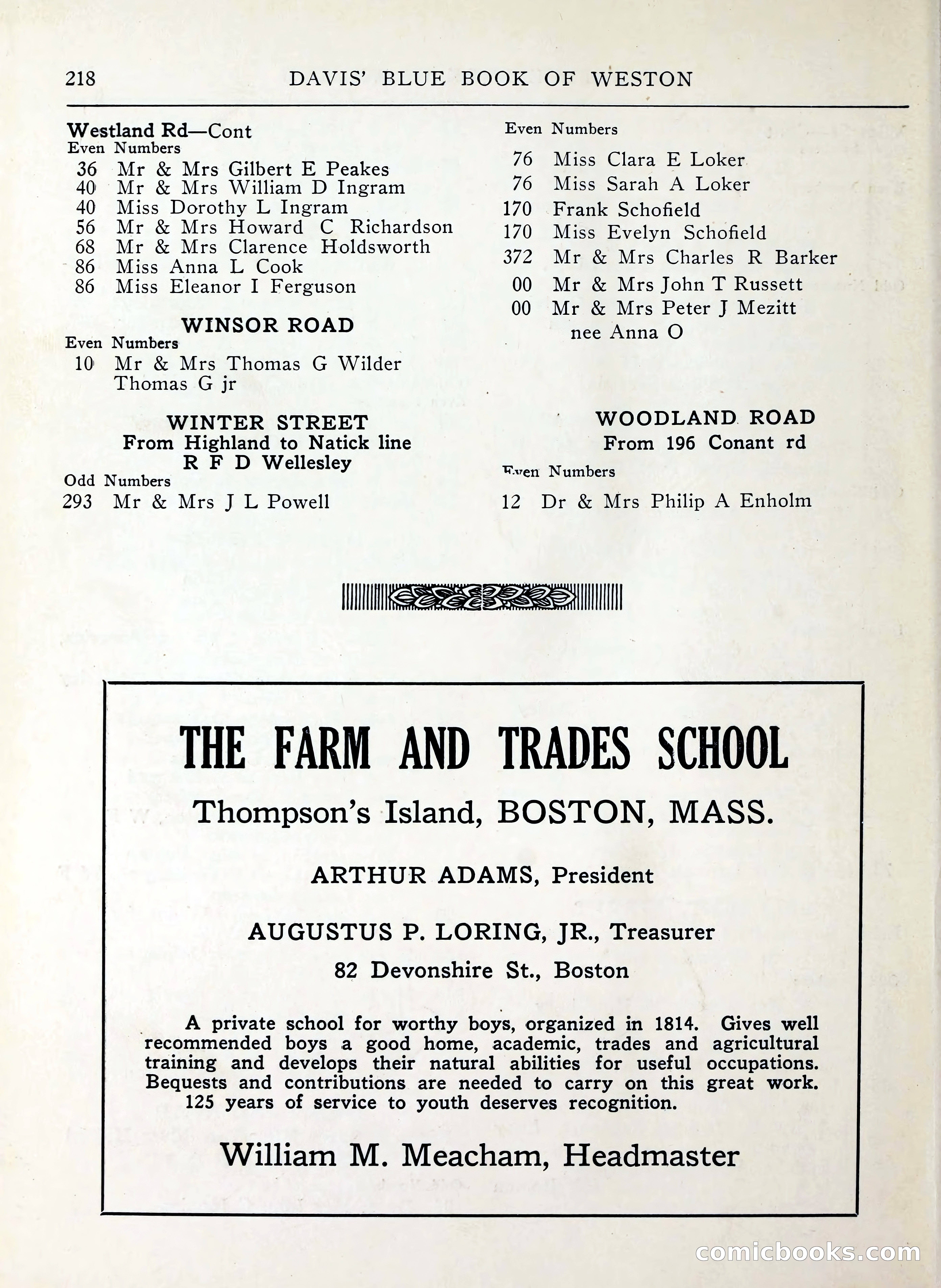 Davis' Blue Book of Brookline, Wellesley and Weston — page 216 of 224