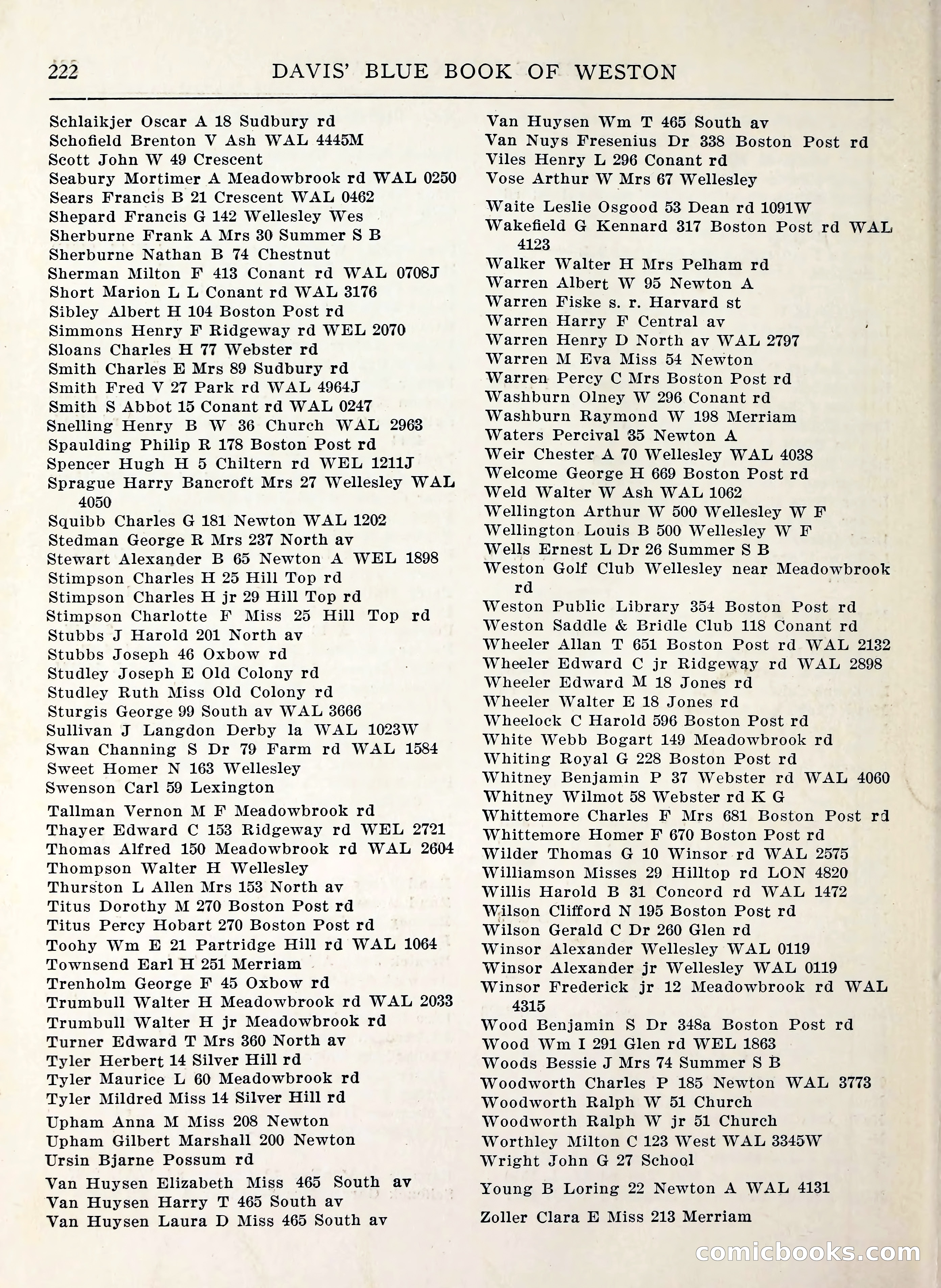 Davis' Blue Book of Brookline, Wellesley and Weston — page 220 of 224