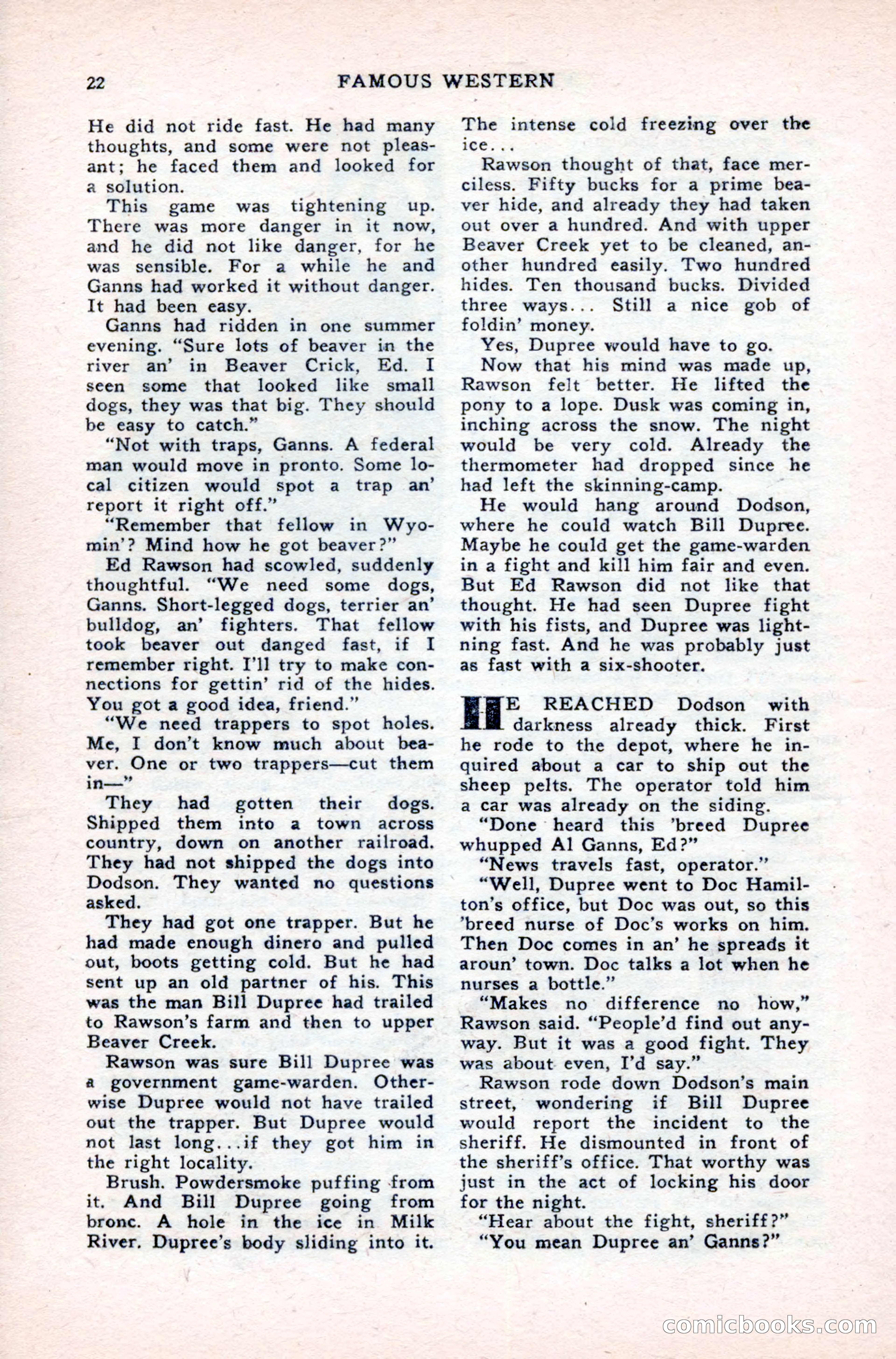 Famous Western, August 1950 — page 22 of 100