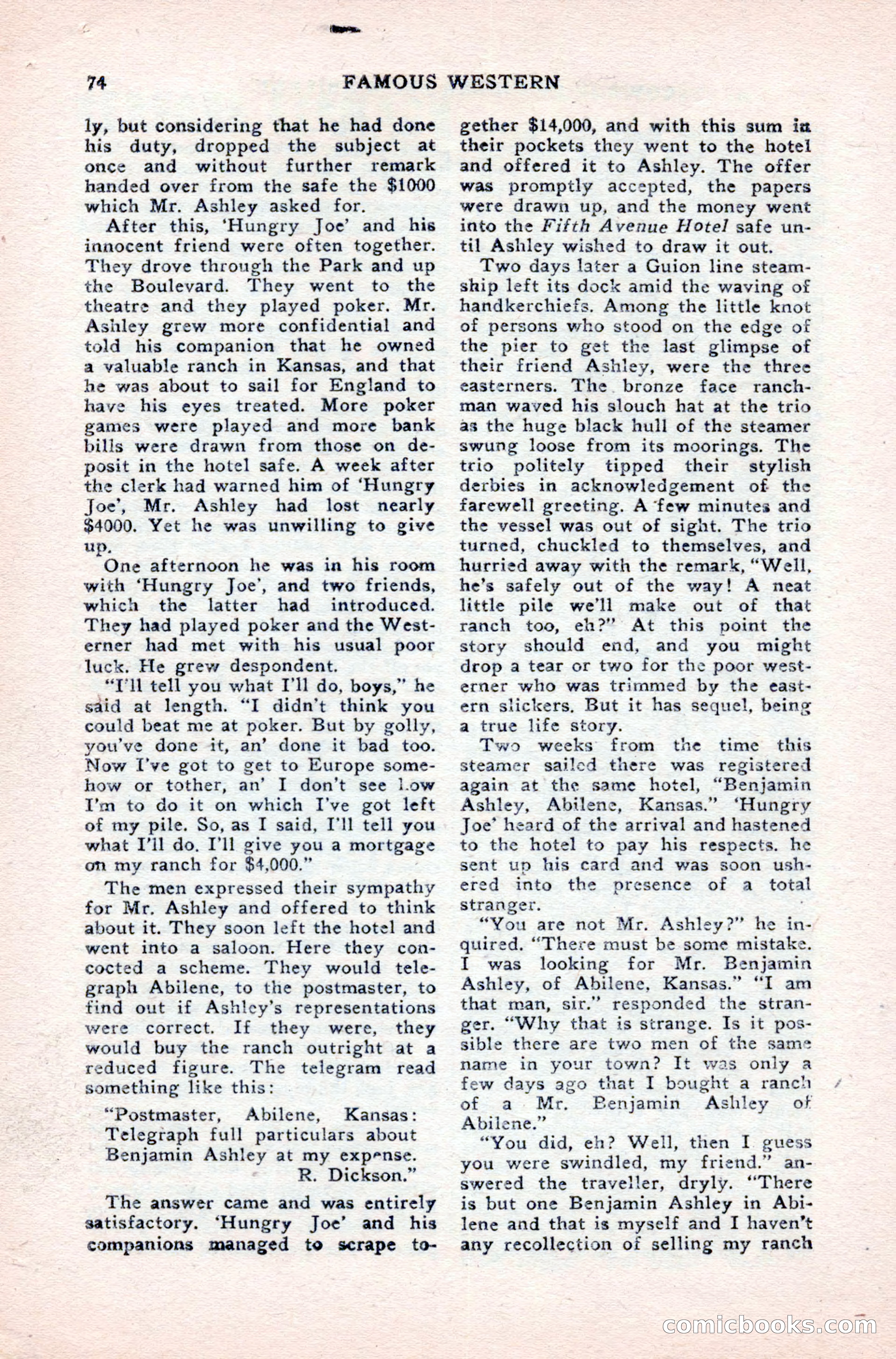 Famous Western, August 1950 — page 74 of 100