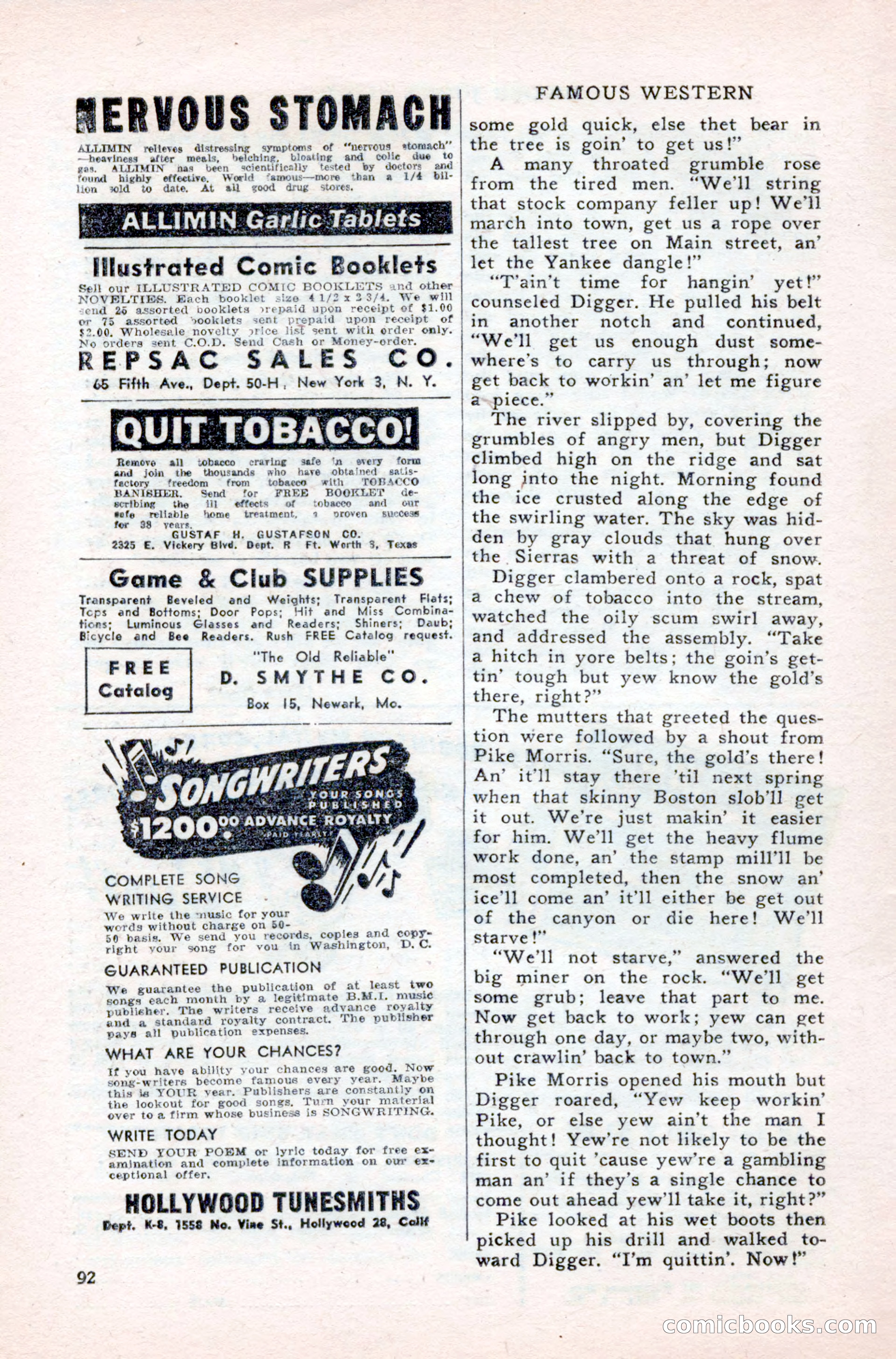 Famous Western, August 1950 — page 92 of 100